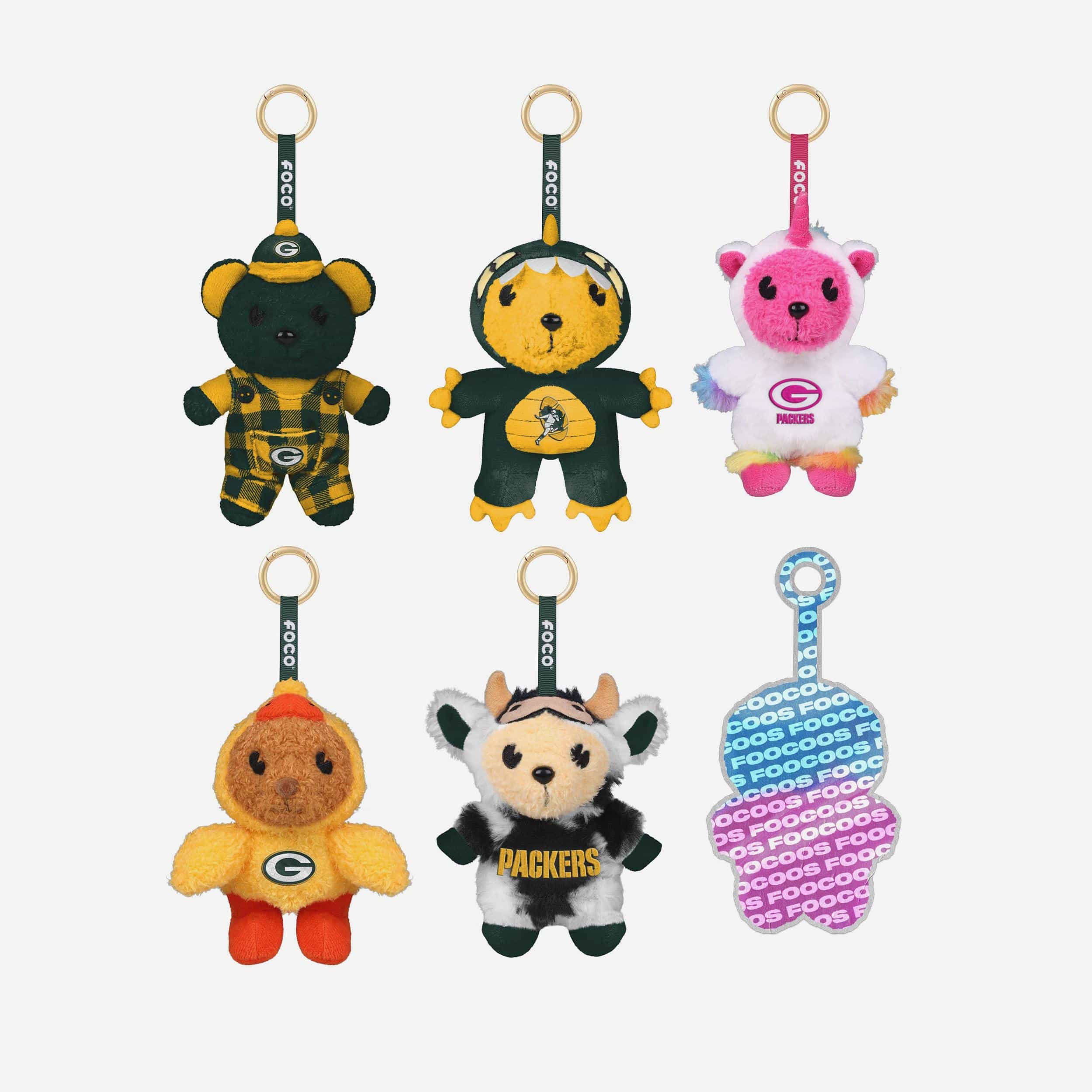 Green Bay Packers FOOCOOS Plush Bag Charm Keychain Blind Box Series 1