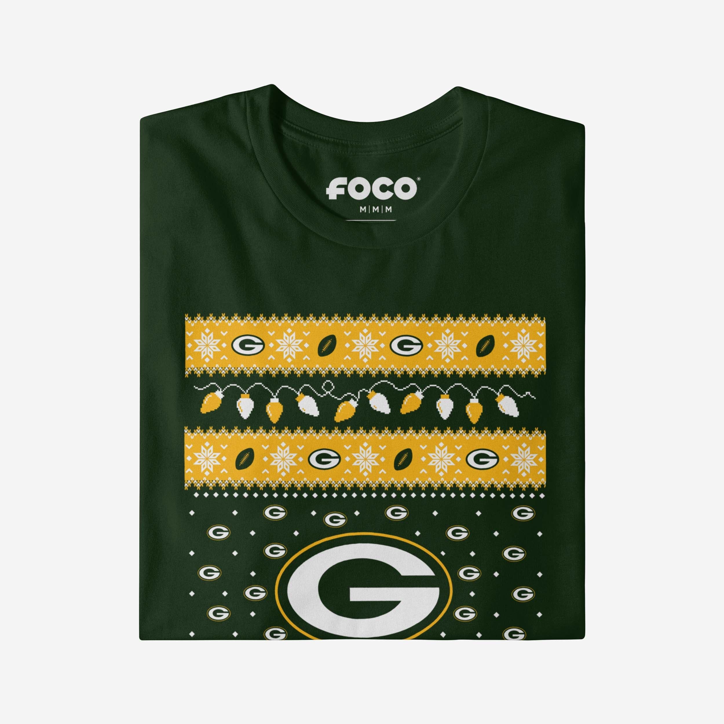 Green Bay Packers Holiday Lights Sweater Long Sleeve T-Shirt - Image 4