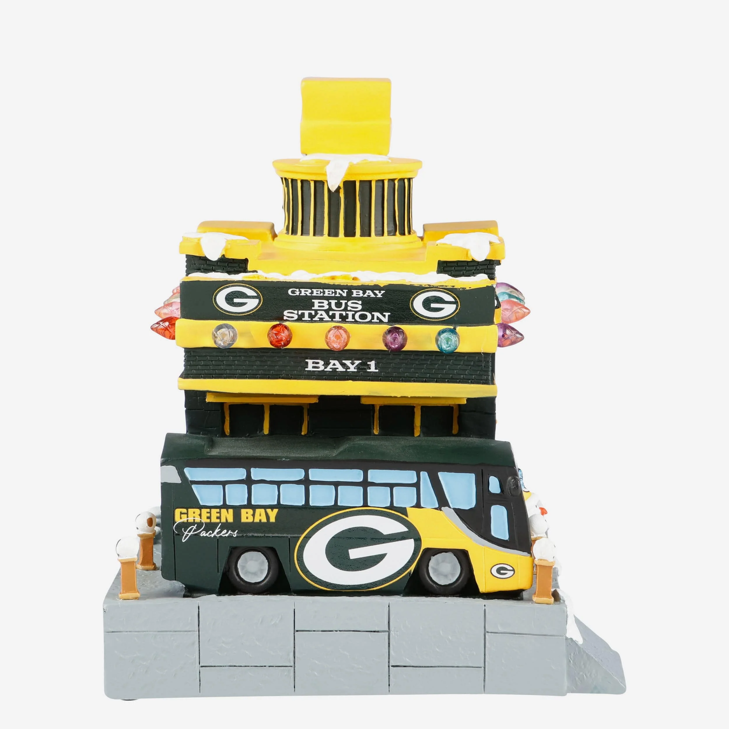 Green Bay Packers Light Up Resin Team Bus Station - Image 3