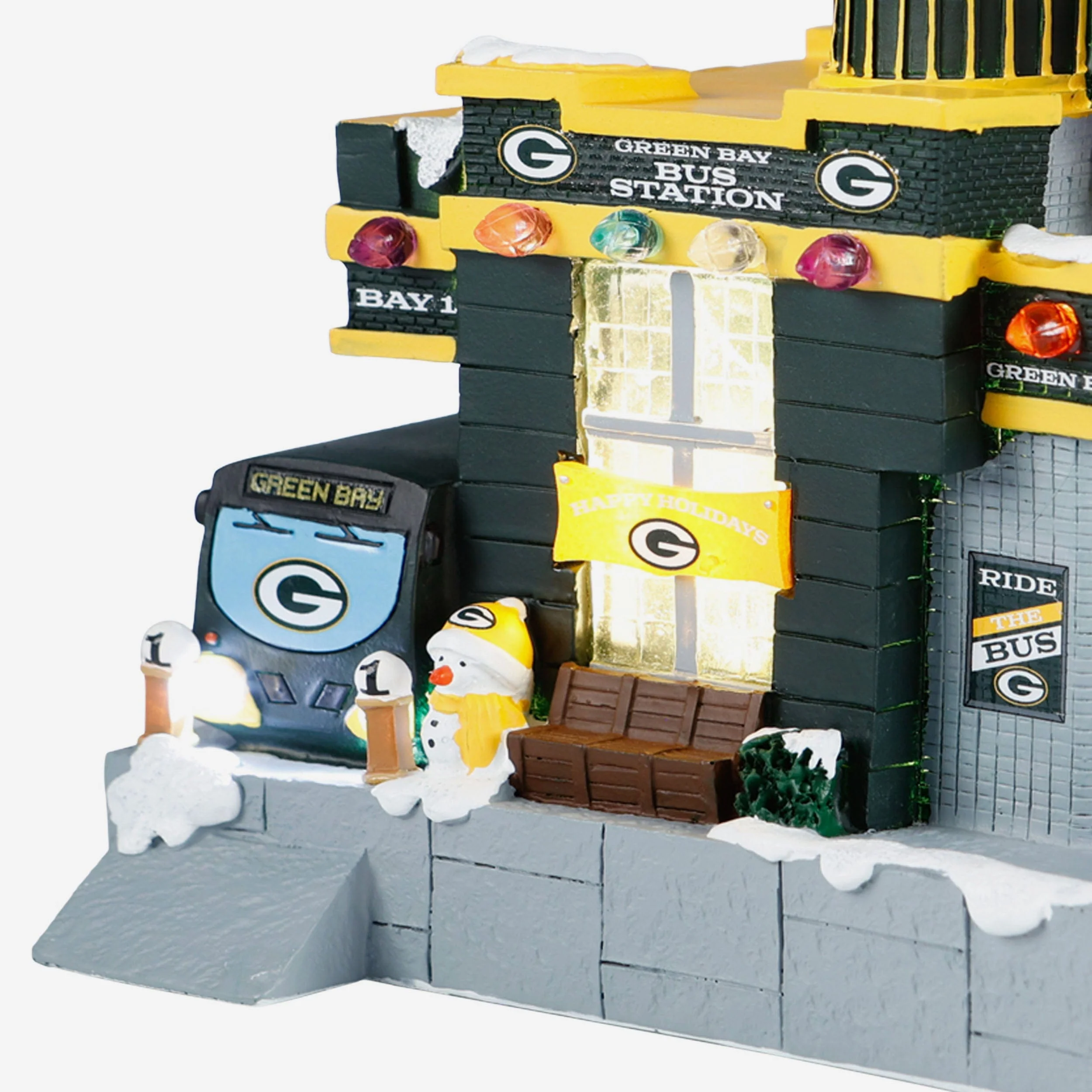 Green Bay Packers Light Up Resin Team Bus Station - Image 4