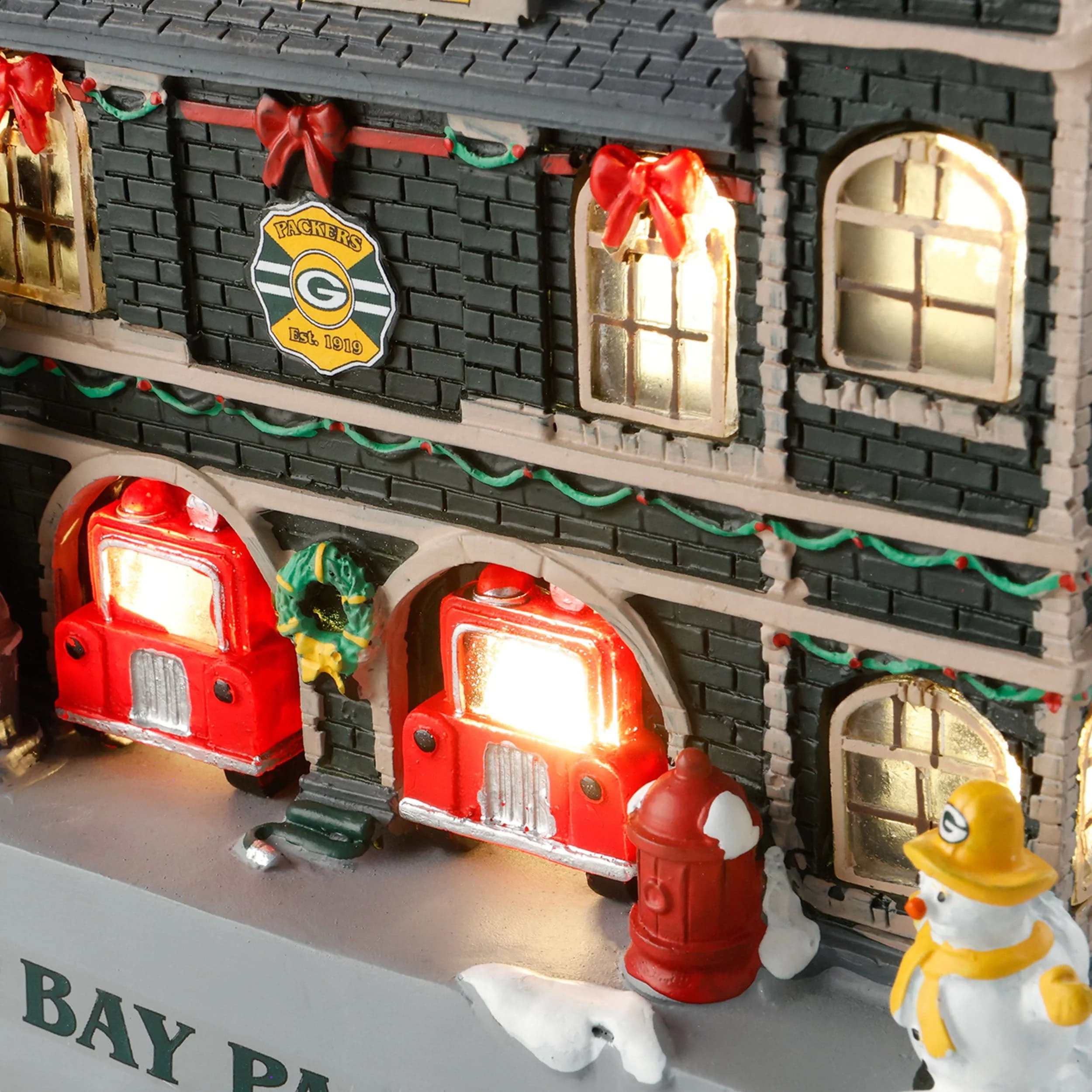 Green Bay Packers Light Up Resin Team Firehouse - Image 3