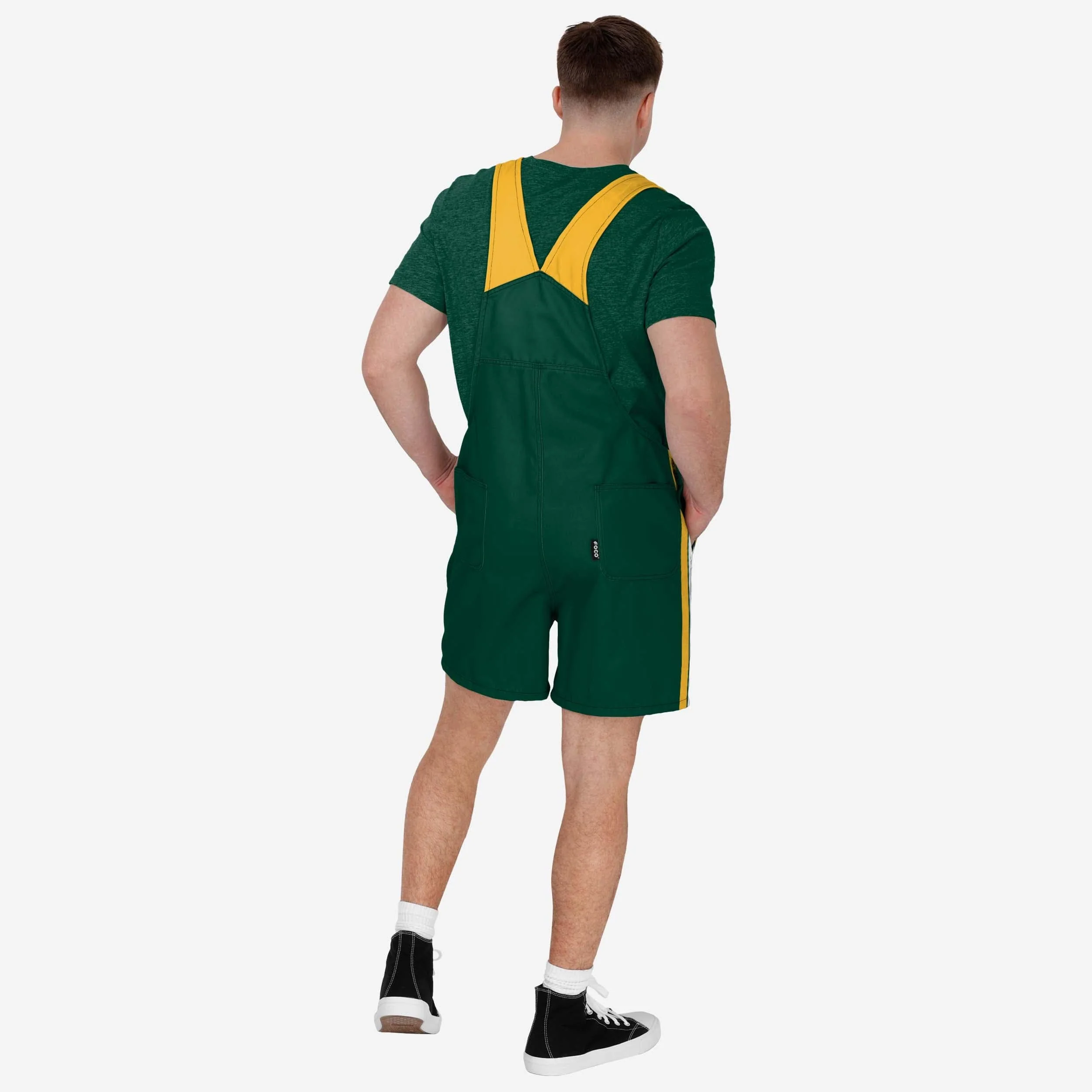 Green Bay Packers Mens Team Stripe Bib Shortalls - Image 2