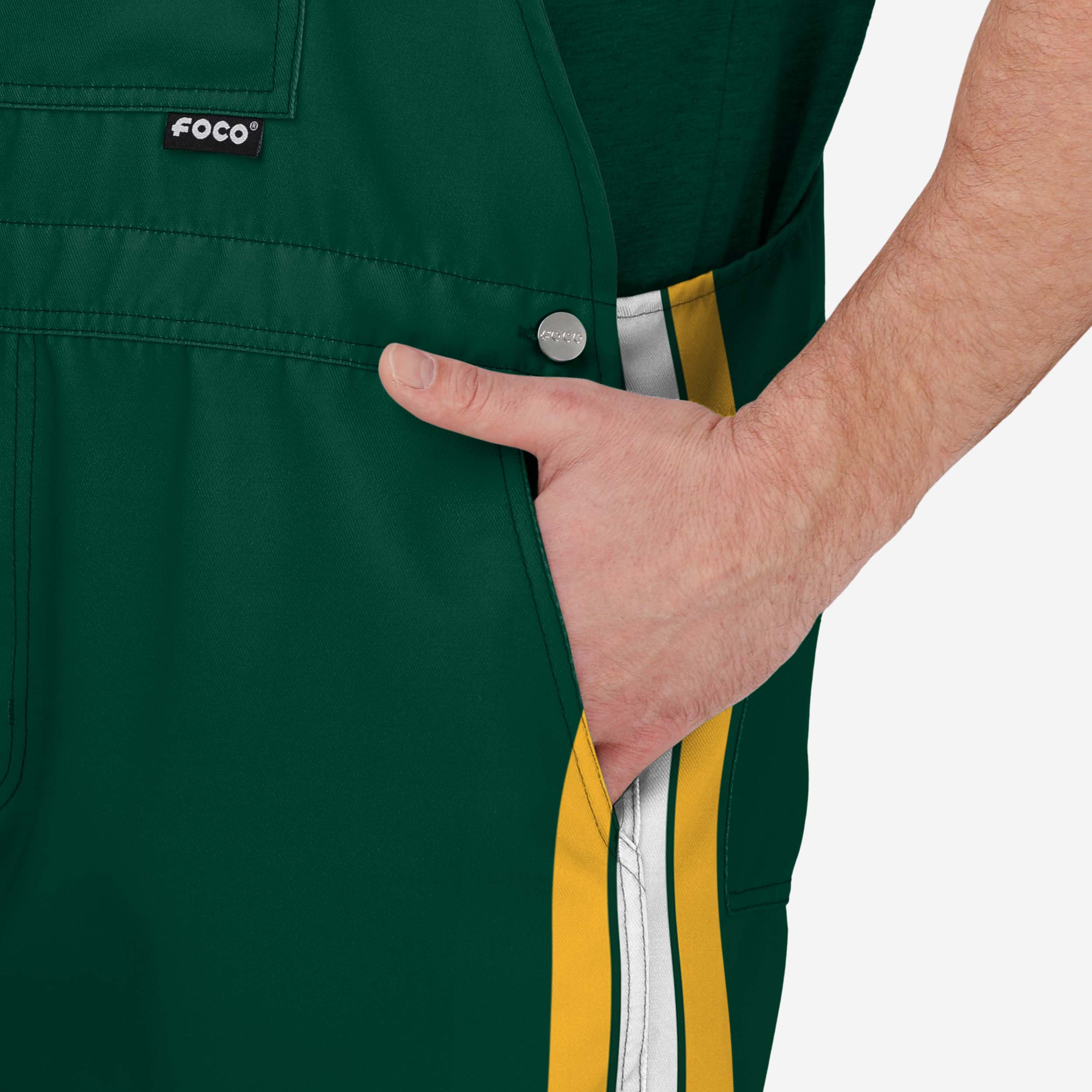 Green Bay Packers Mens Team Stripe Bib Shortalls - Image 4
