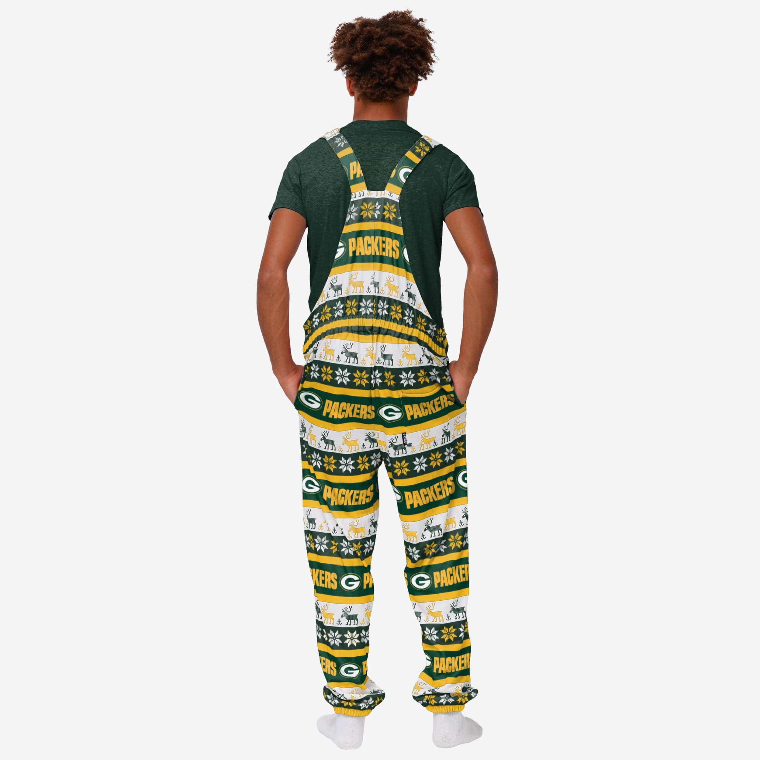 Green Bay Packers Mens Ugly Home Gating Bib Overalls - Image 2