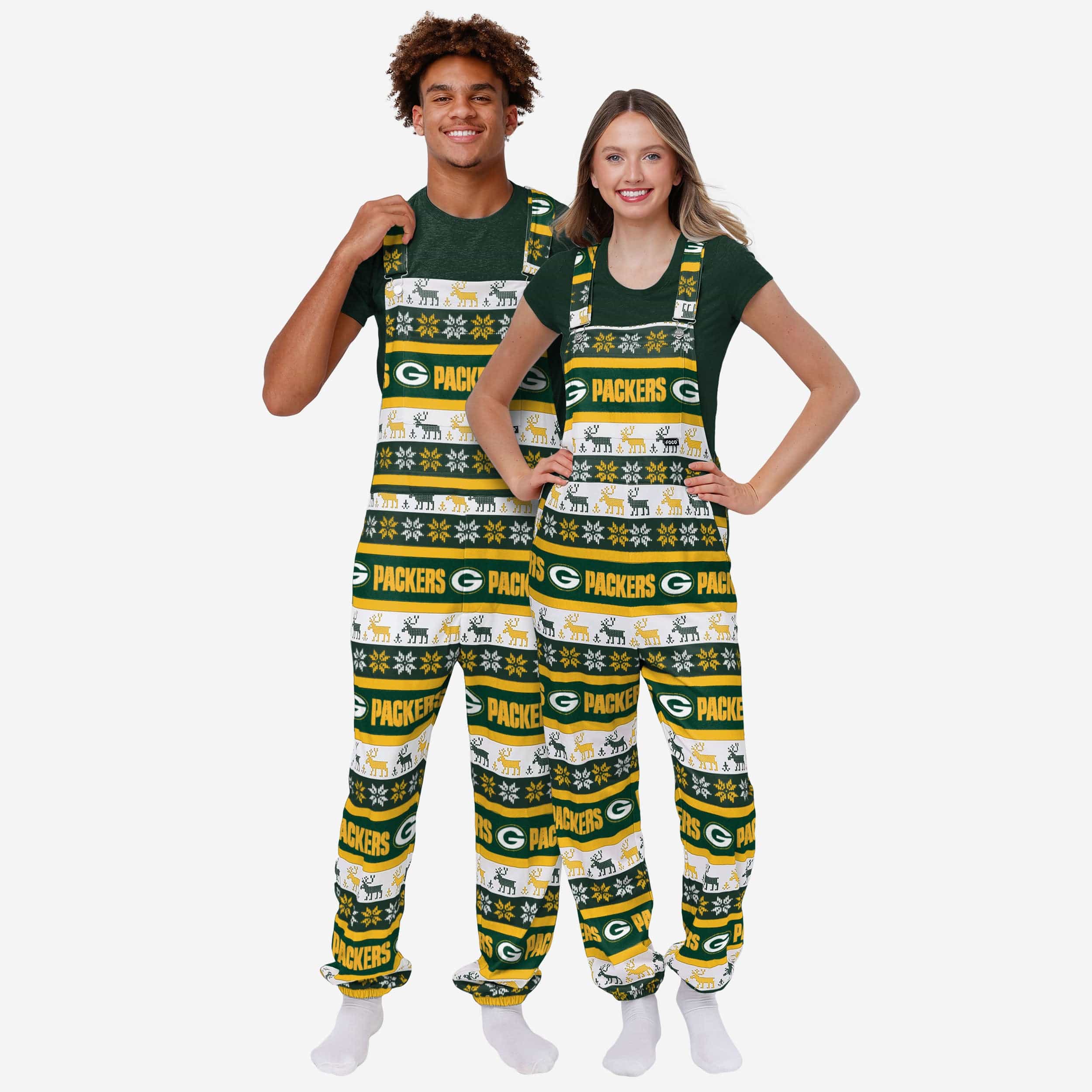 Green Bay Packers Mens Ugly Home Gating Bib Overalls - Image 3
