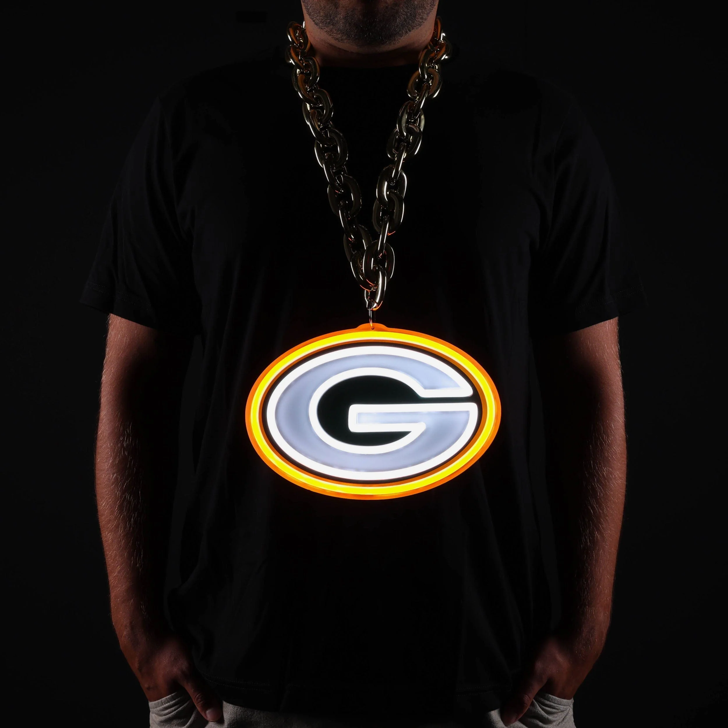 Green Bay Packers Neon Light Up Big Logo Chain - Image 3