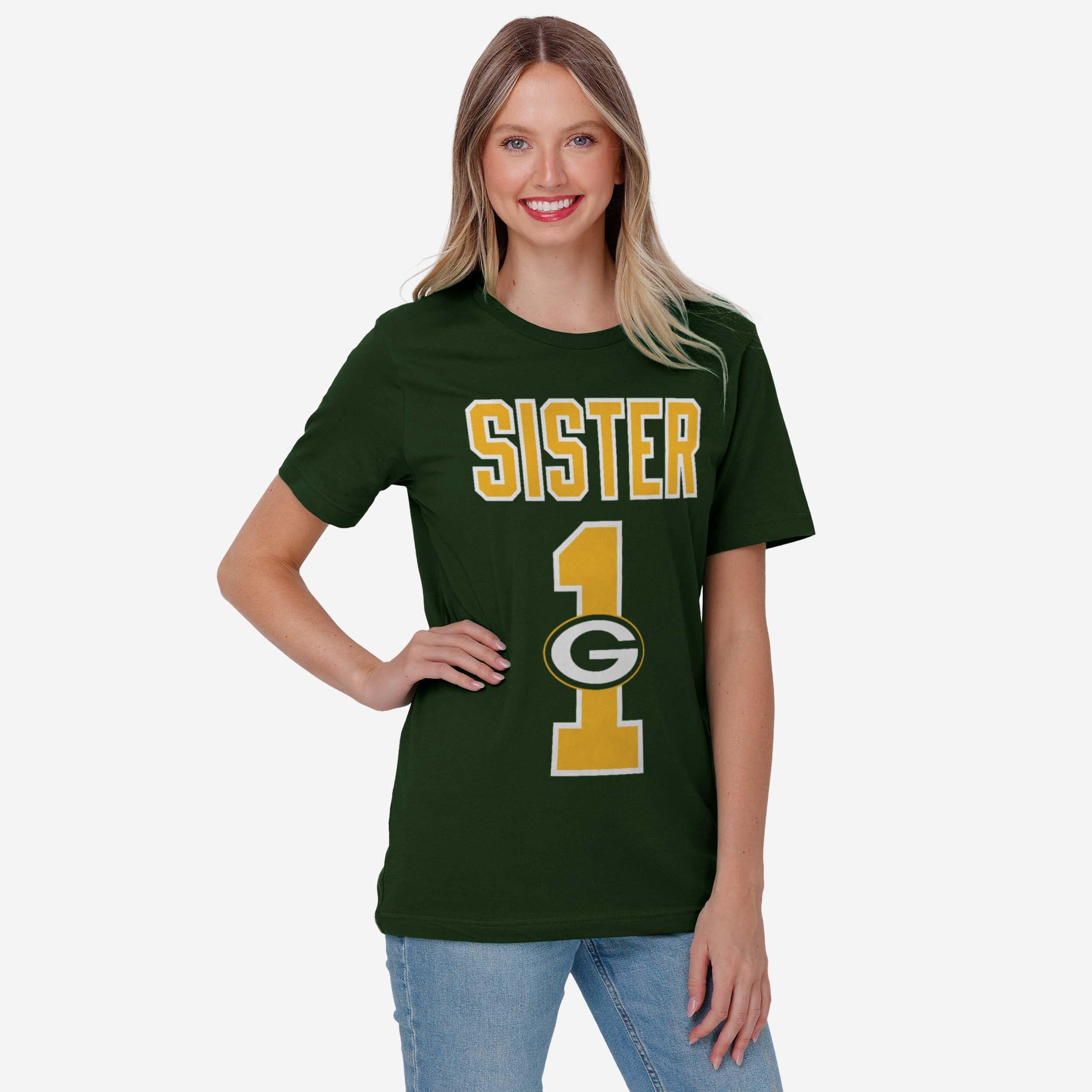 Green Bay Packers Number 1 Sister T-Shirt - Image 2
