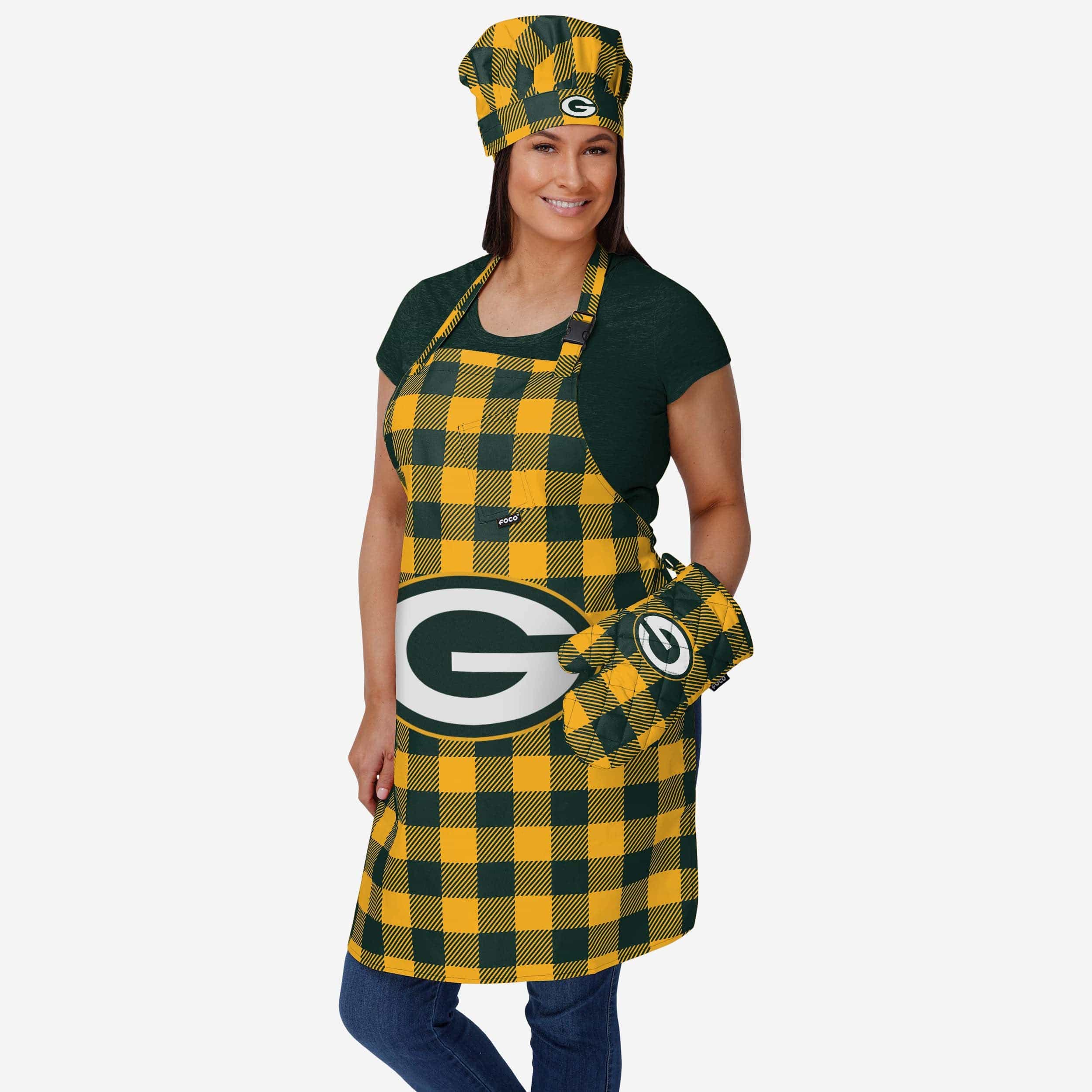 Green Bay Packers Plaid Chef Hat - Image 2