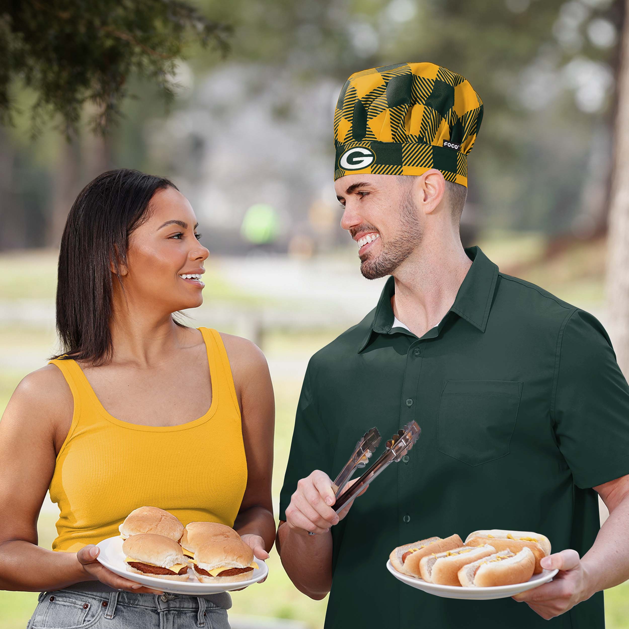 Green Bay Packers Plaid Chef Hat - Image 3