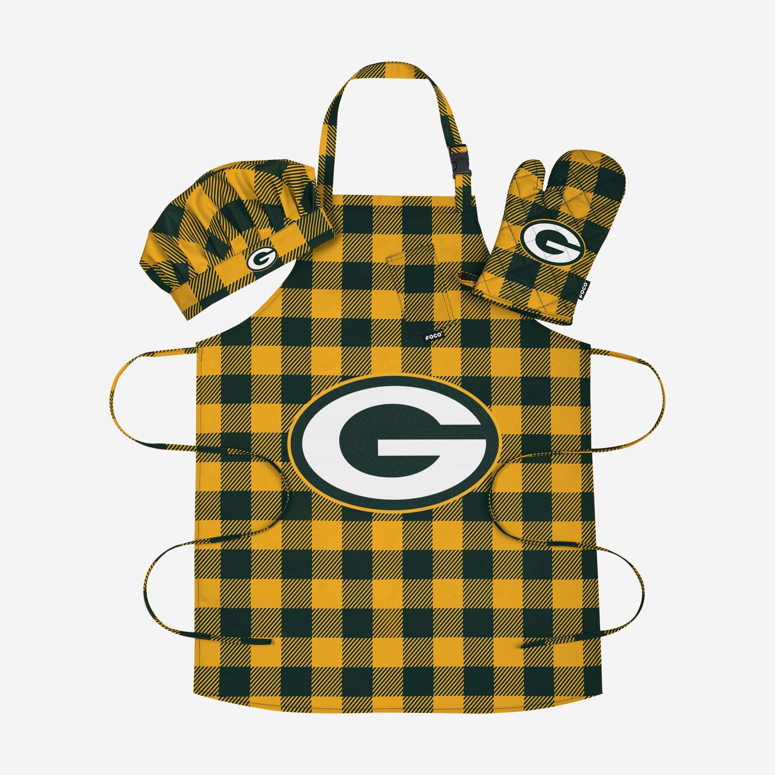 Green Bay Packers Plaid Chef Set