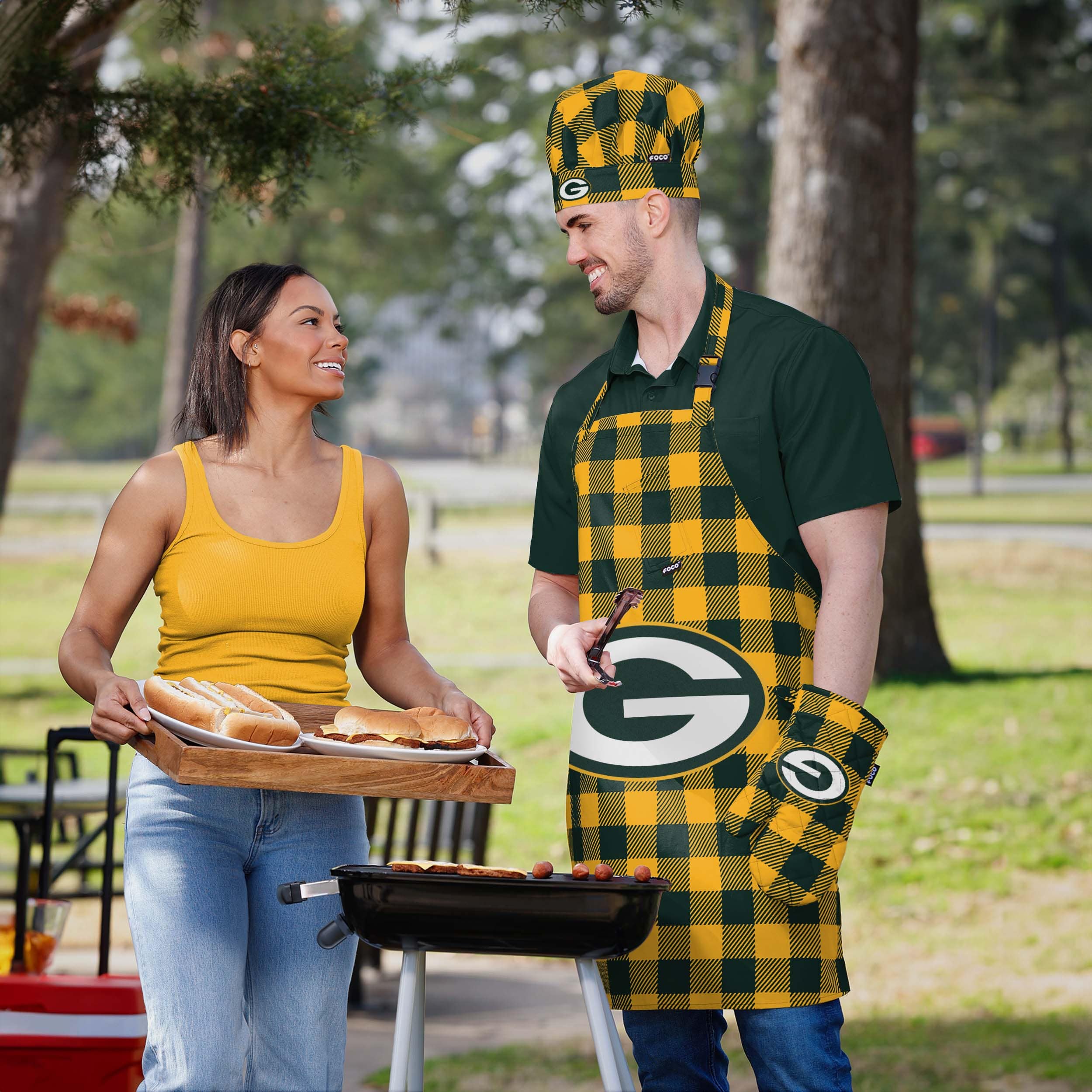 Green Bay Packers Plaid Chef Set - Image 4
