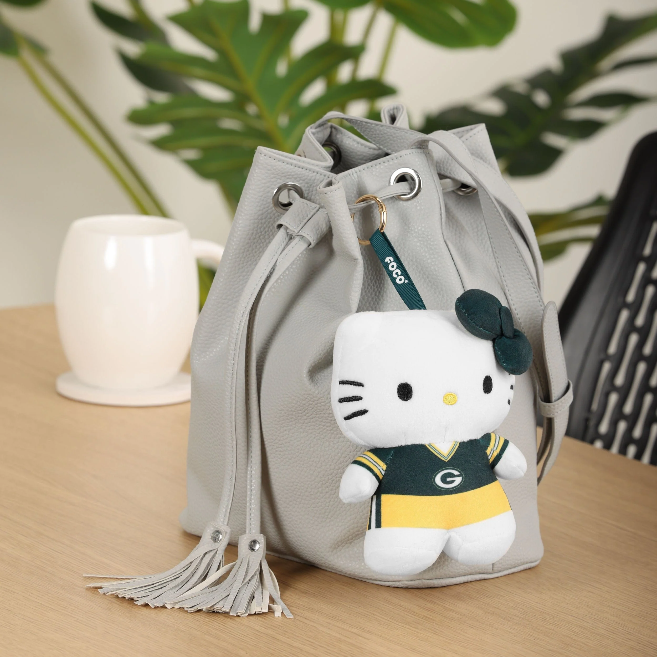 Green Bay Packers Plush Hello Kitty® Bag Charm Keychain - Image 2
