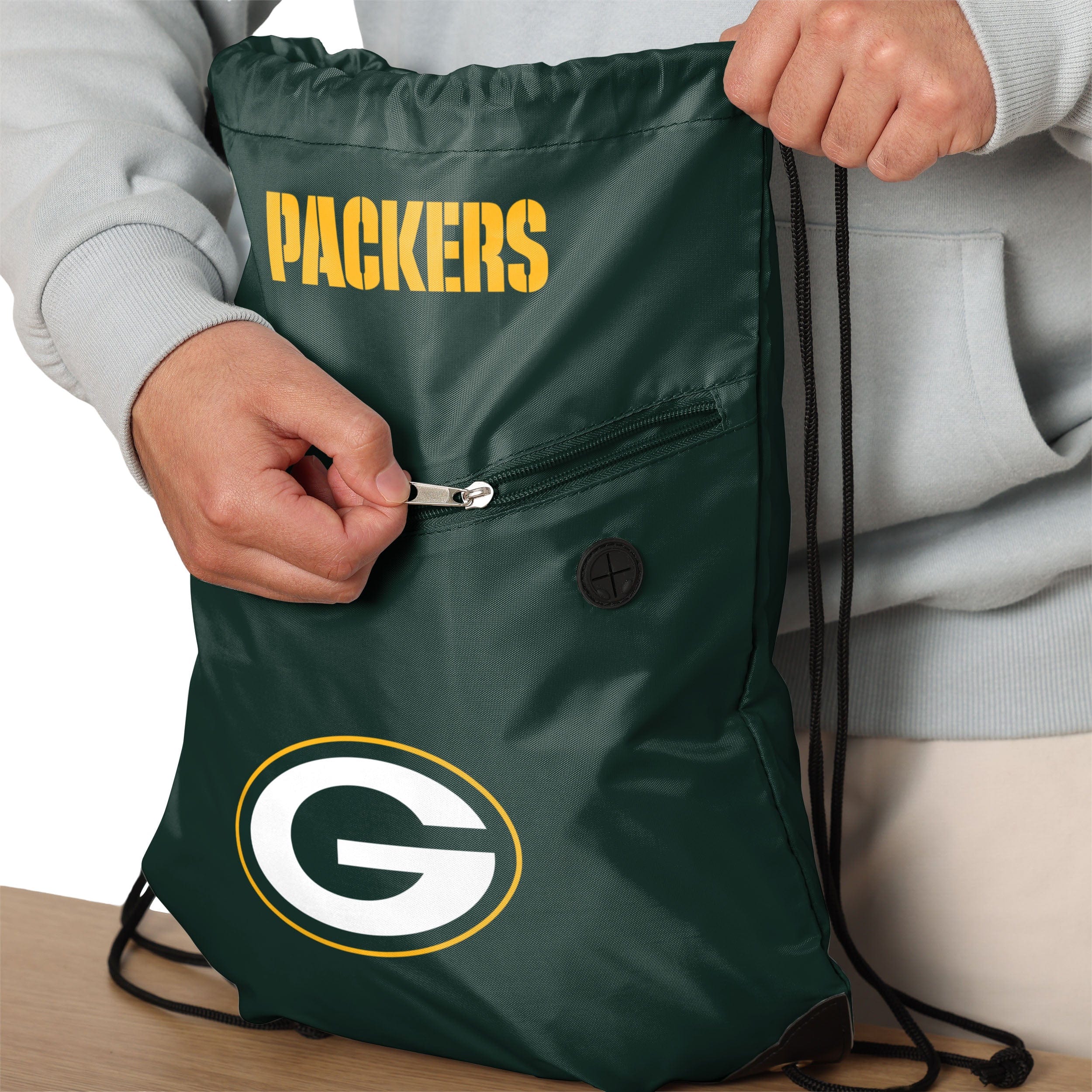 Green Bay Packers Pocket Drawstring Backpack - Image 4