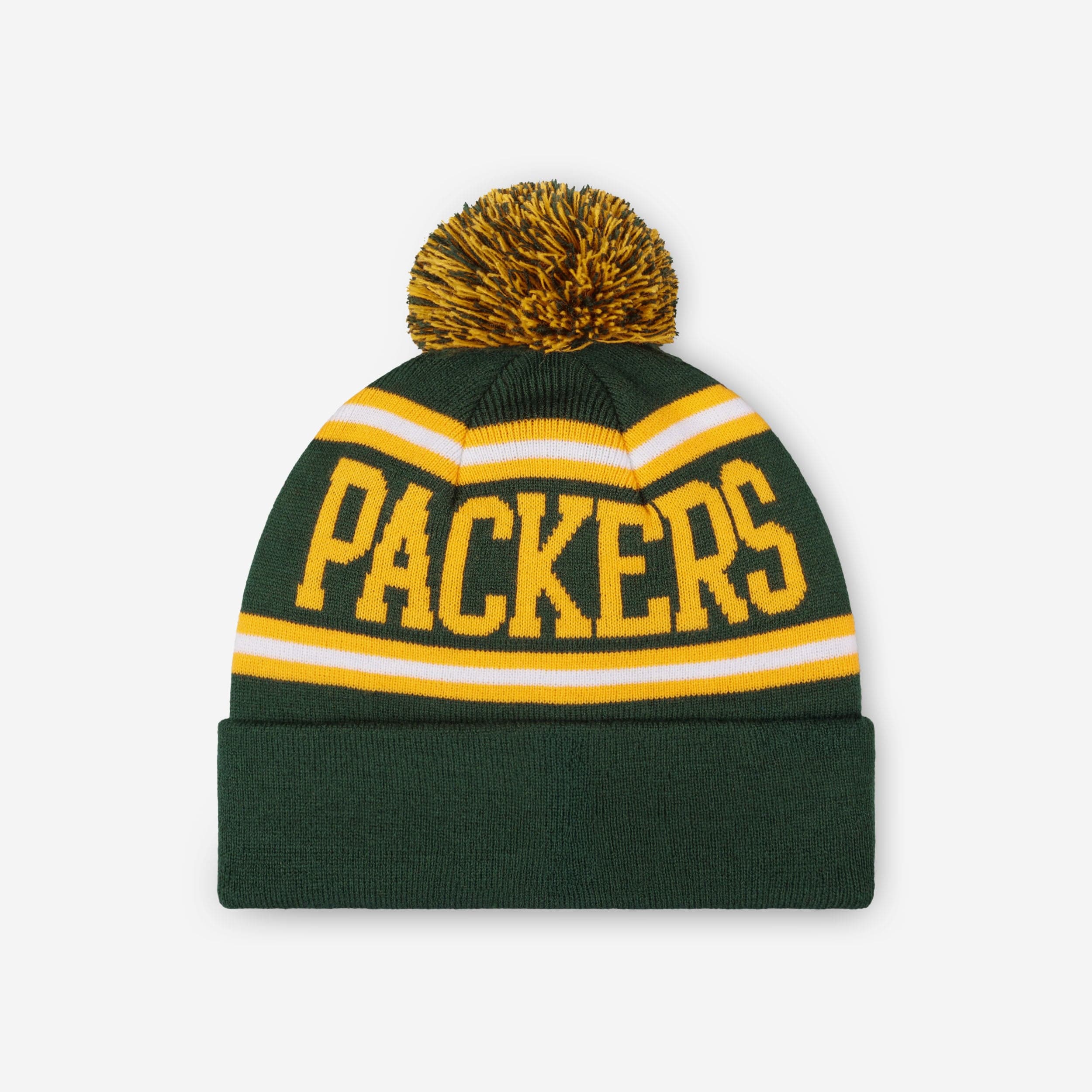 Green Bay Packers Primary Logo Stripe Pom Beanie - Image 2