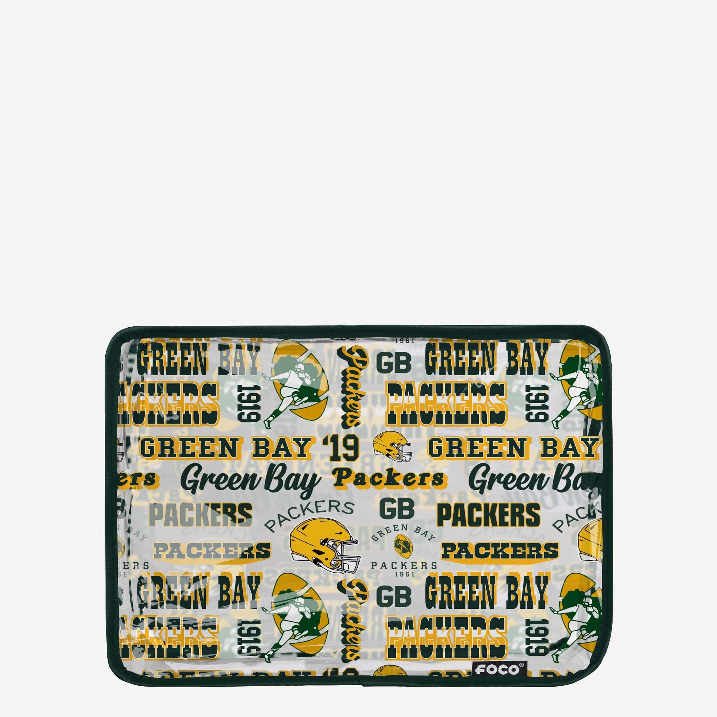 Green Bay Packers Repeat Retro Print Clear Cosmetic Bag - Image 3