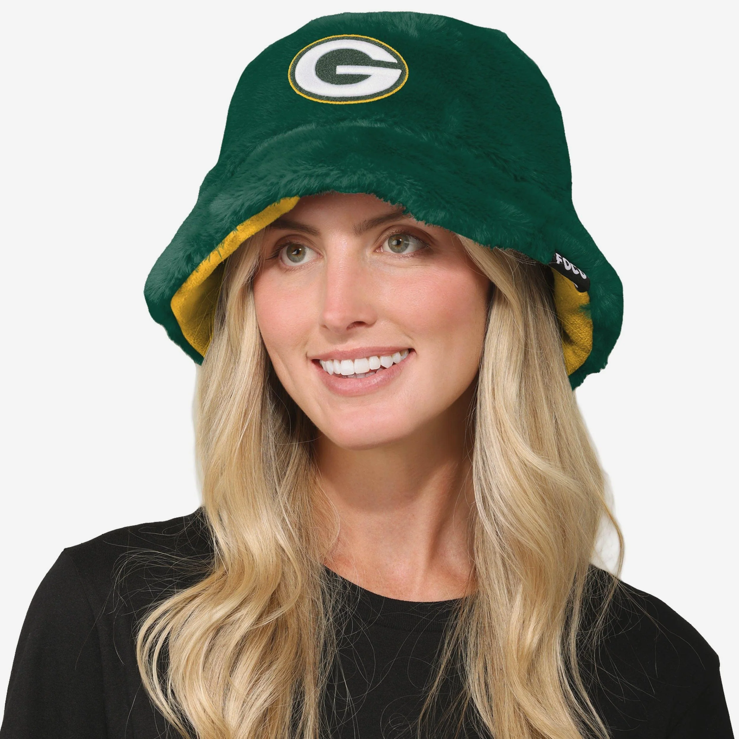Green Bay Packers Reversible Faux Fur Bucket Hat - Image 2