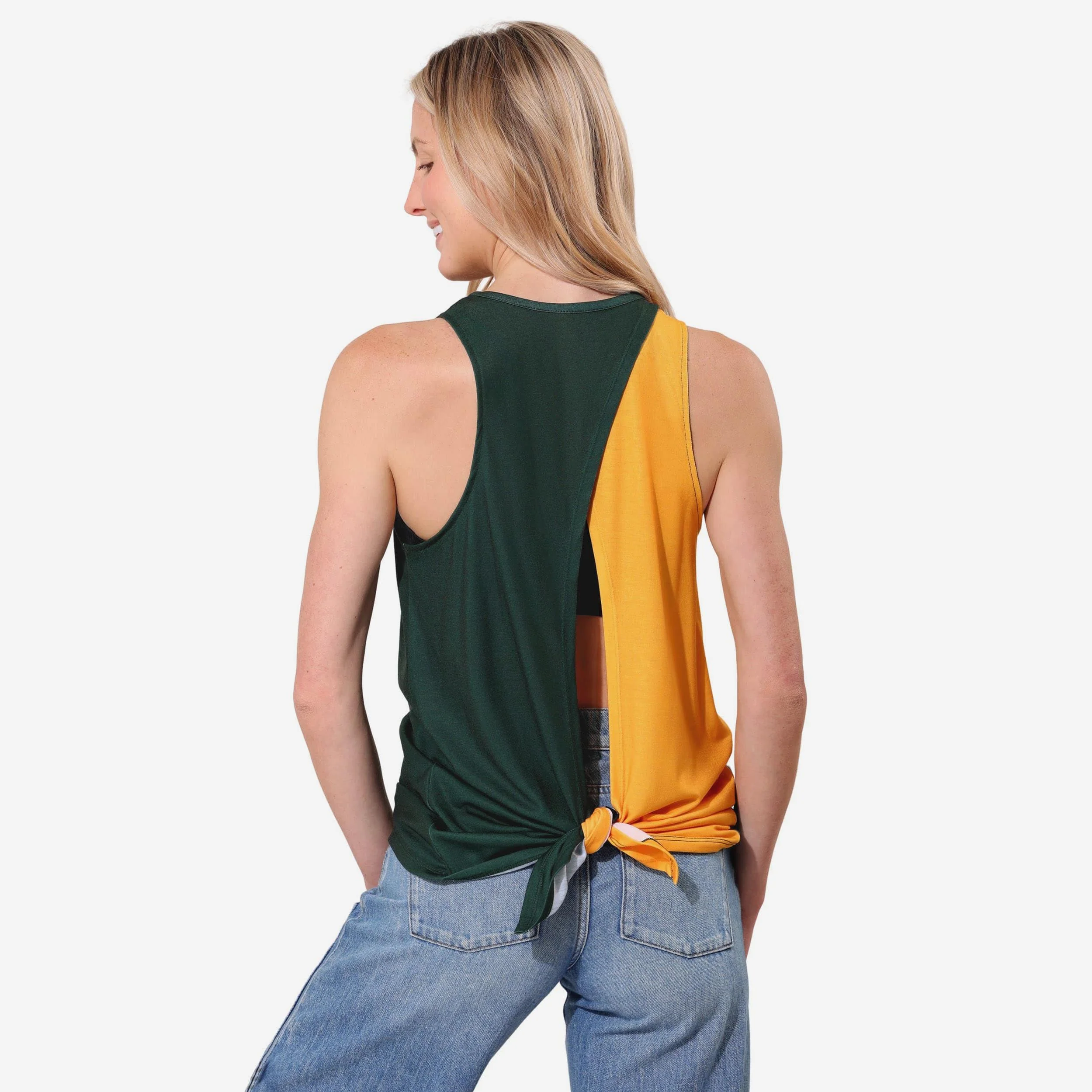 Green Bay Packers Rhinestone Tie-Breaker Sleeveless Top - Image 3