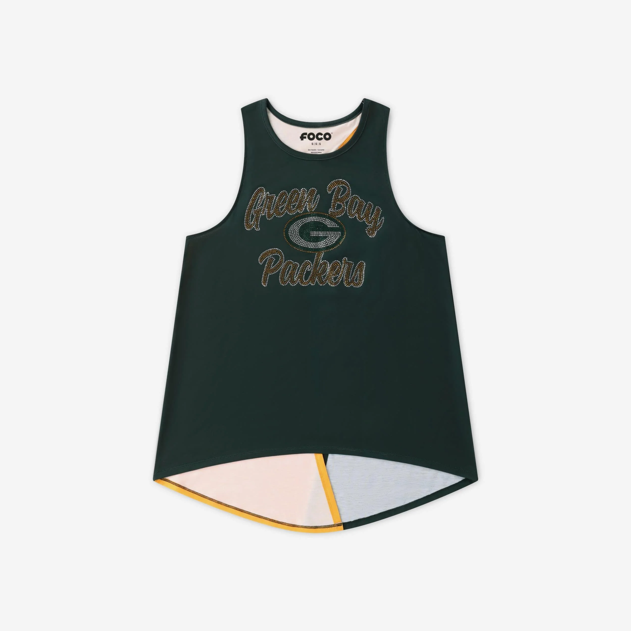 Green Bay Packers Rhinestone Tie-Breaker Sleeveless Top - Image 4