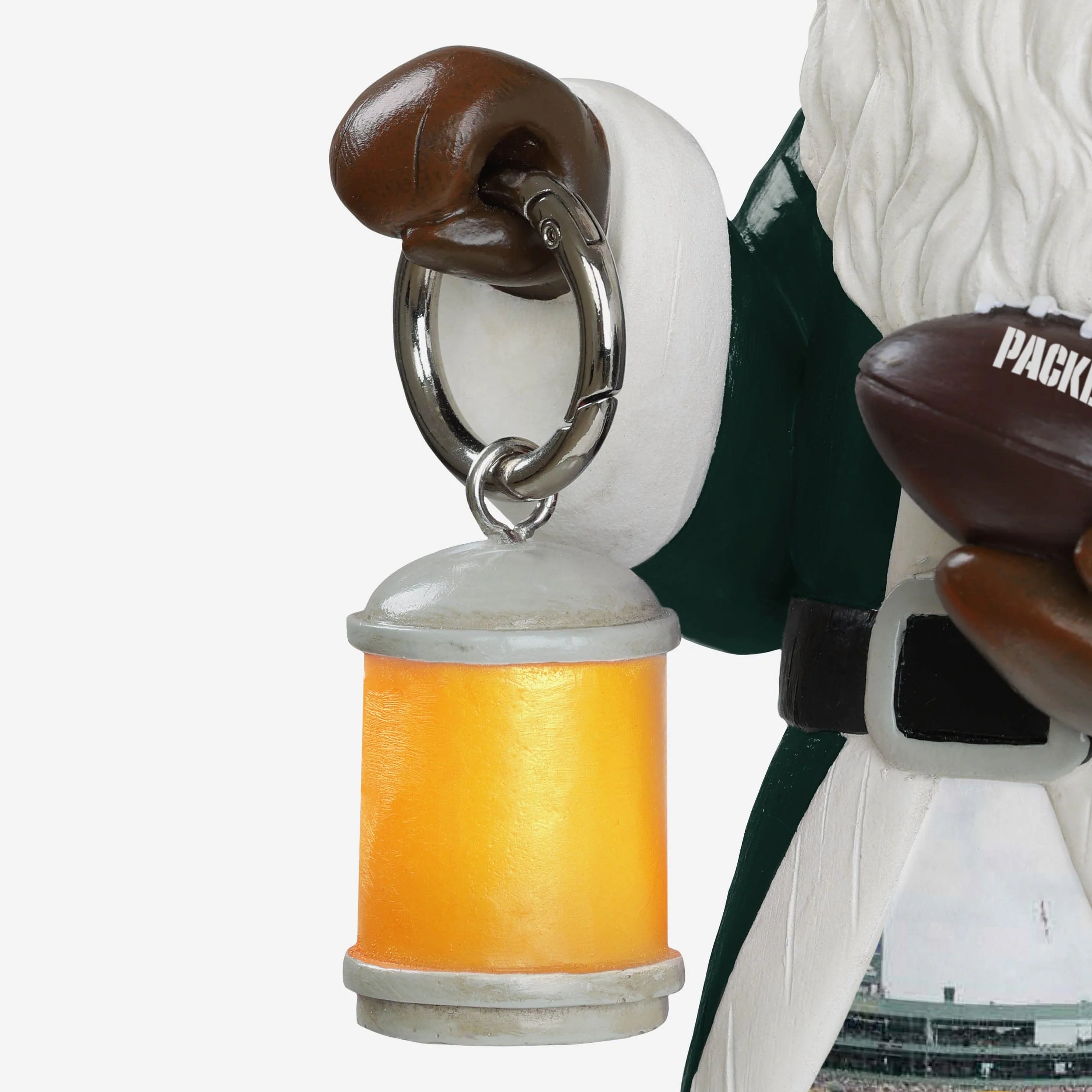Green Bay Packers Santa Figure With Light Up Lantern - Image 3
