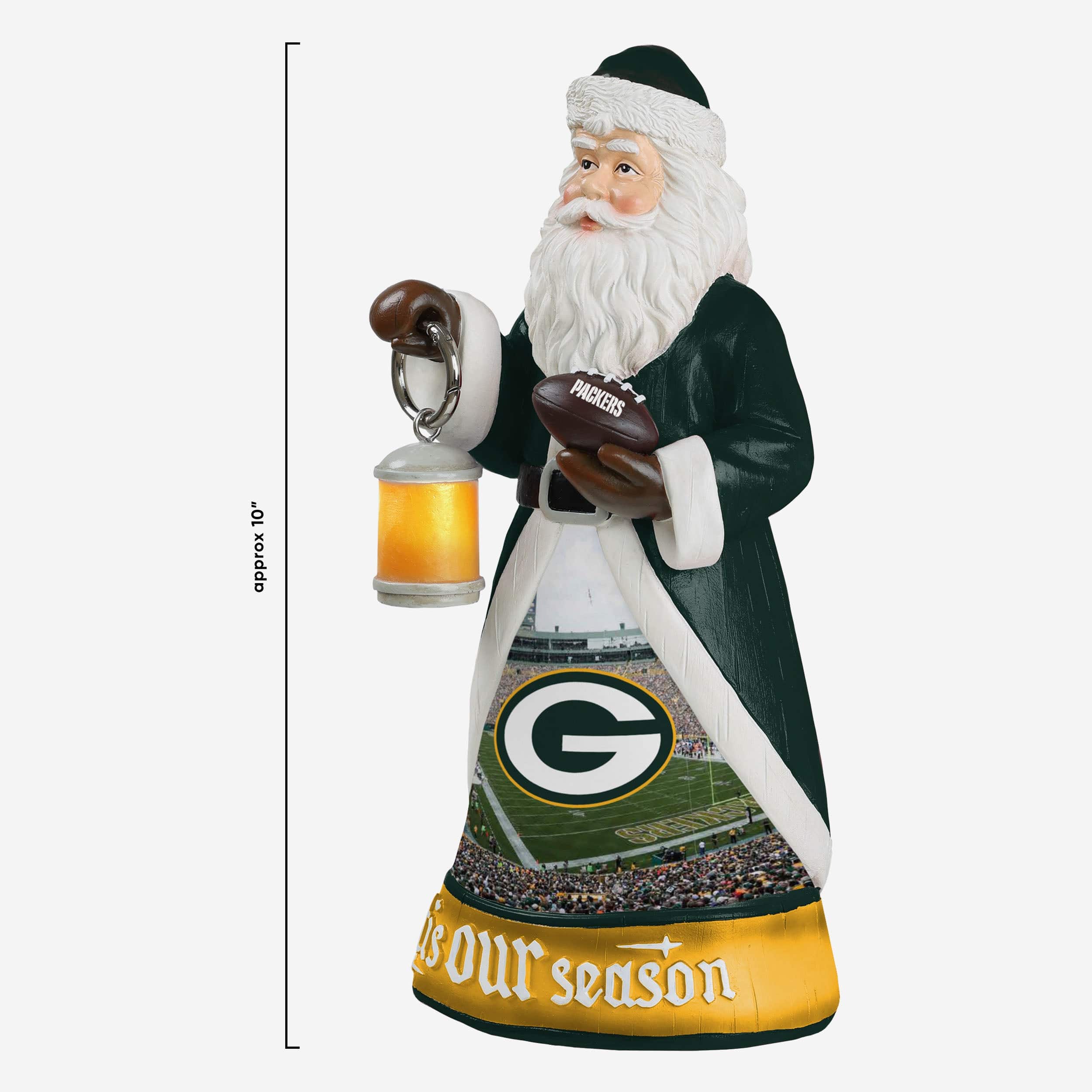 Green Bay Packers Santa Figure With Light Up Lantern - Image 5