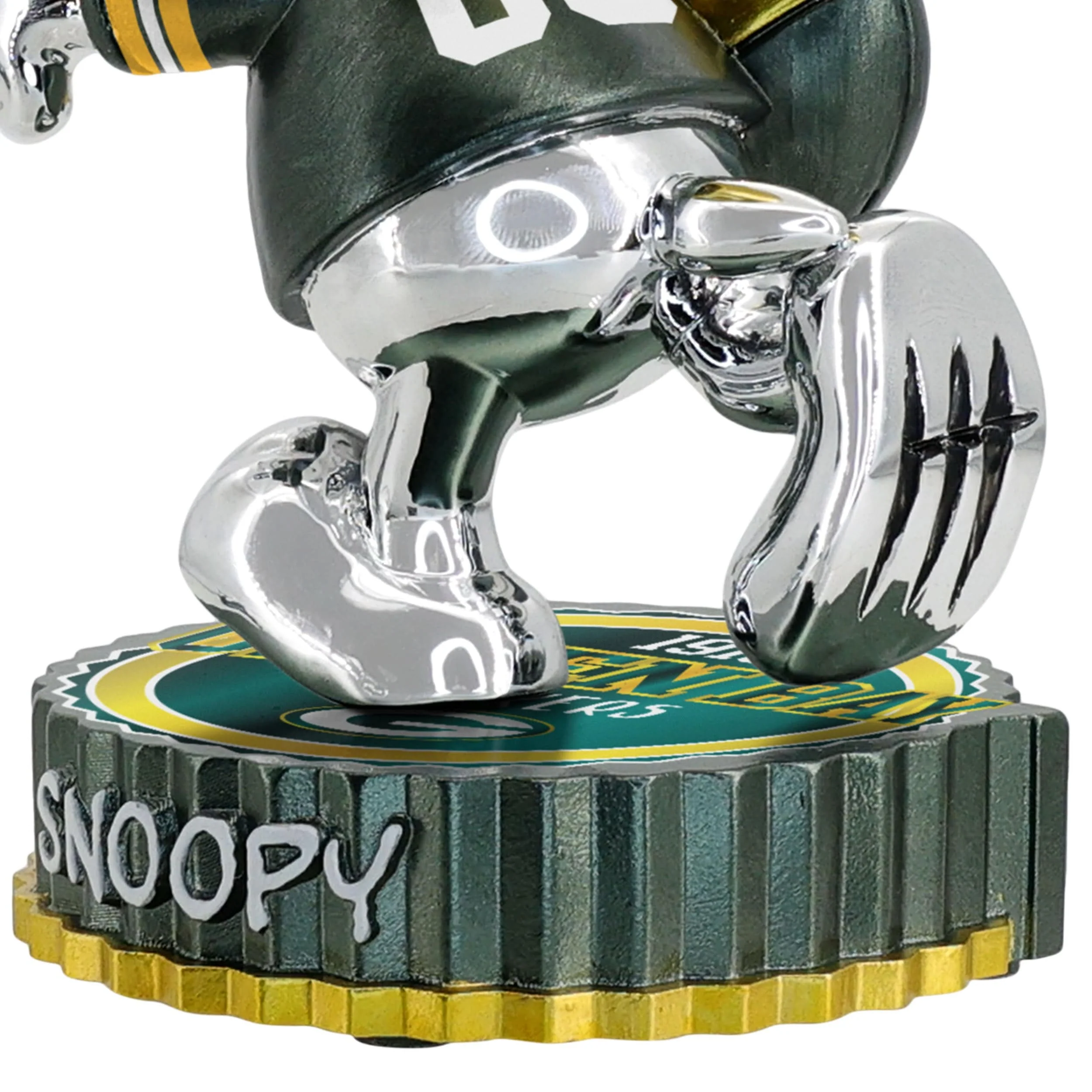Green Bay Packers Snoopy Peanuts Electroplated Medium Bighead Bobblehead - Image 2