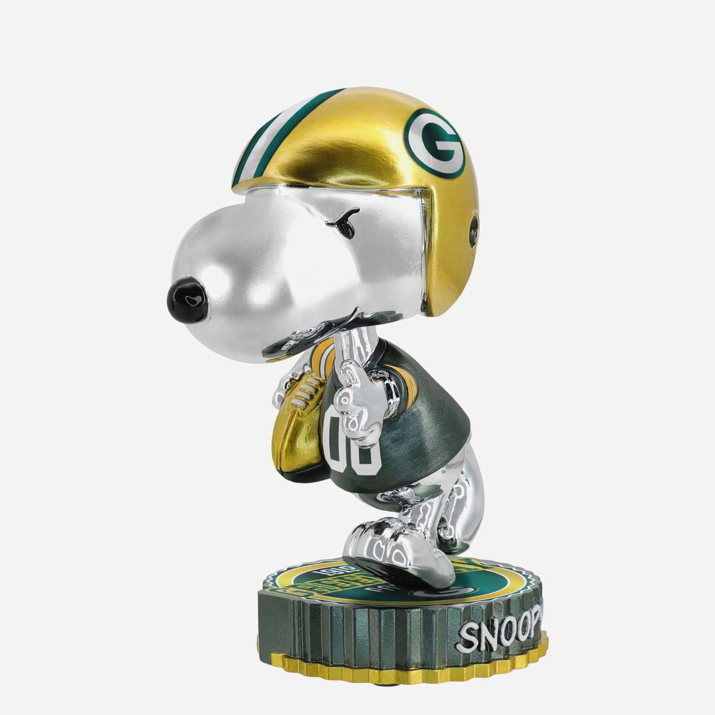 Green Bay Packers Snoopy Peanuts Electroplated Medium Bighead Bobblehead - Image 3