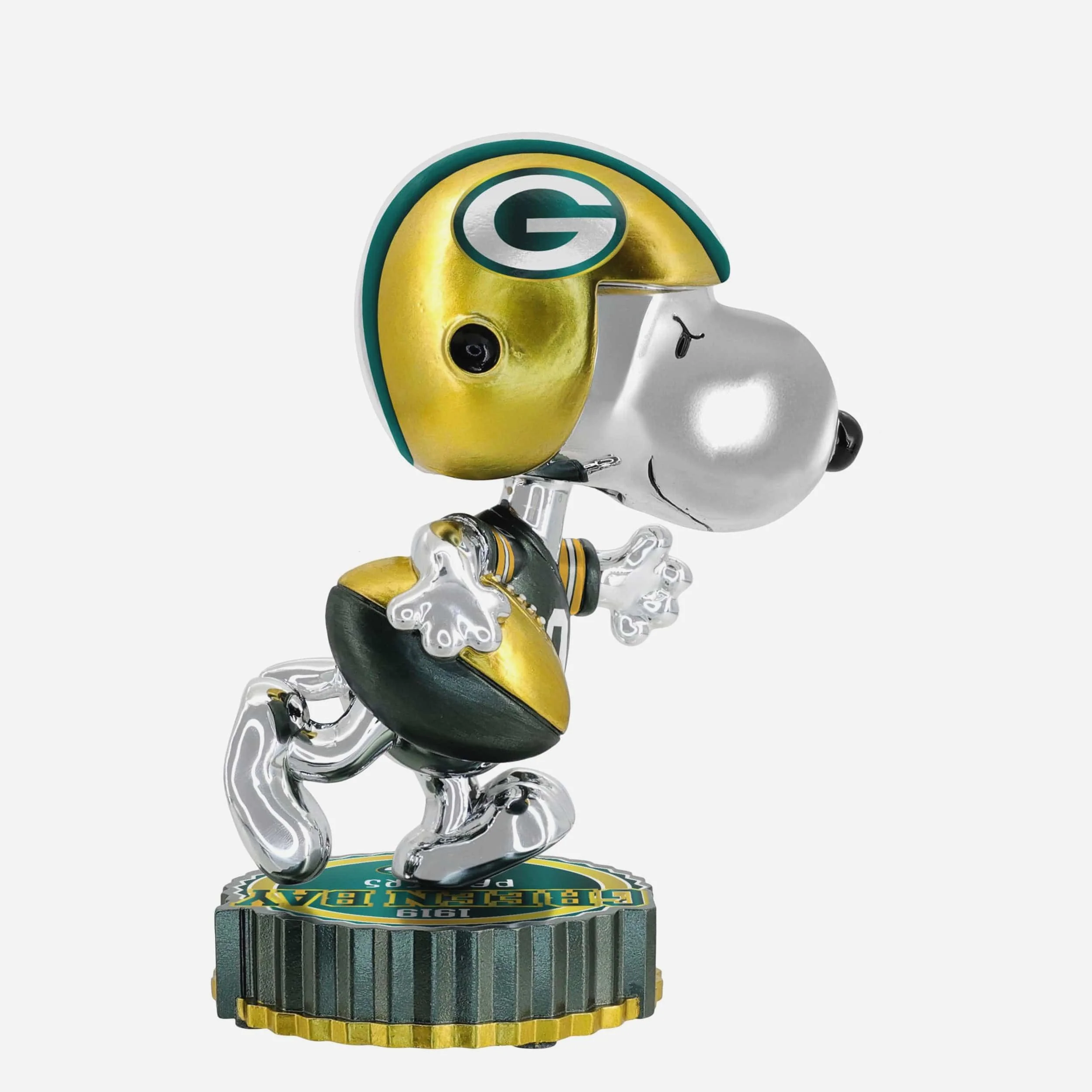 Green Bay Packers Snoopy Peanuts Electroplated Medium Bighead Bobblehead - Image 4