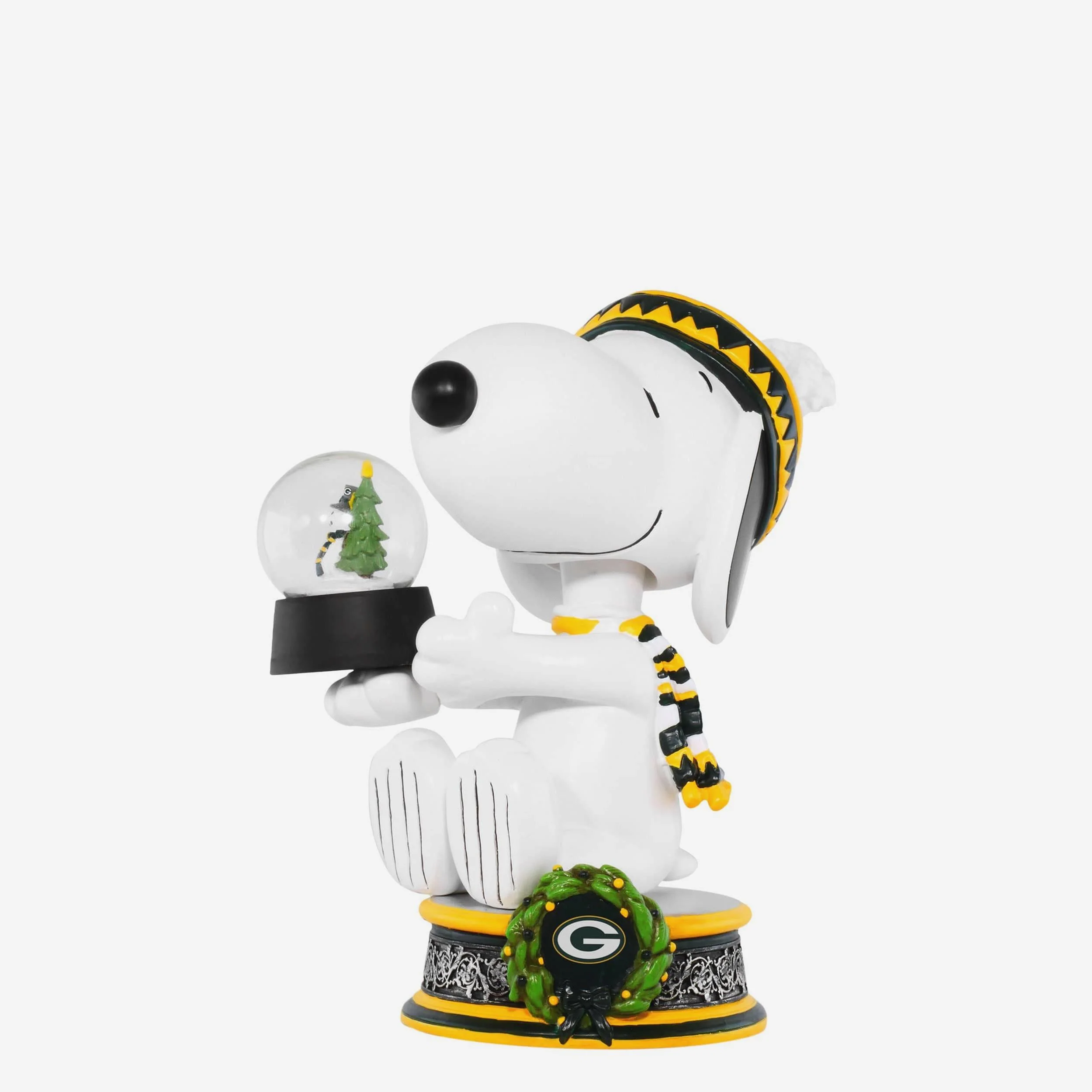 Green Bay Packers Snoopy Peanuts Snow Globe Bobblehead