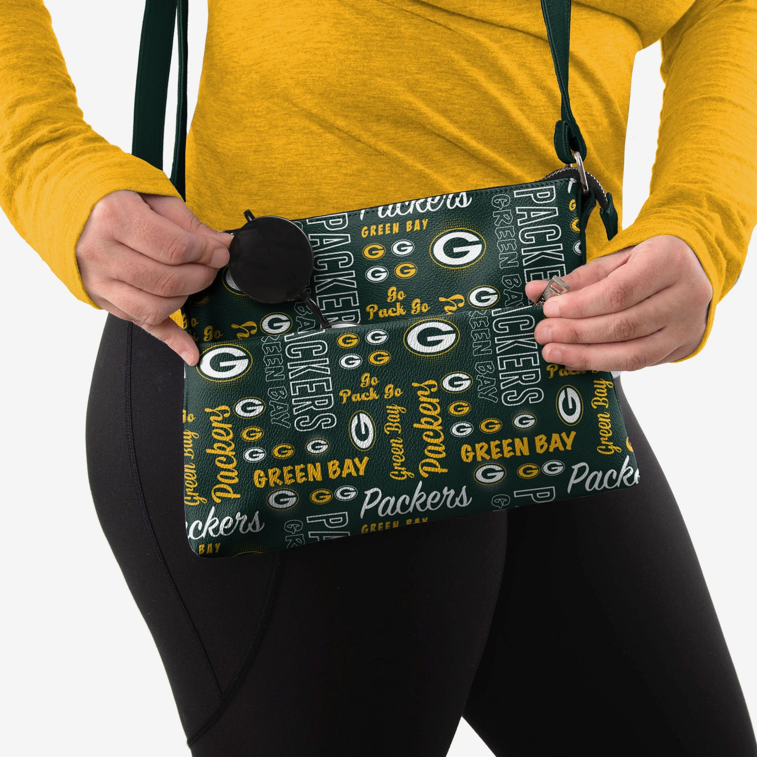 Green Bay Packers Spirited Style Printed Collection Foldover Tote Bag - Image 3