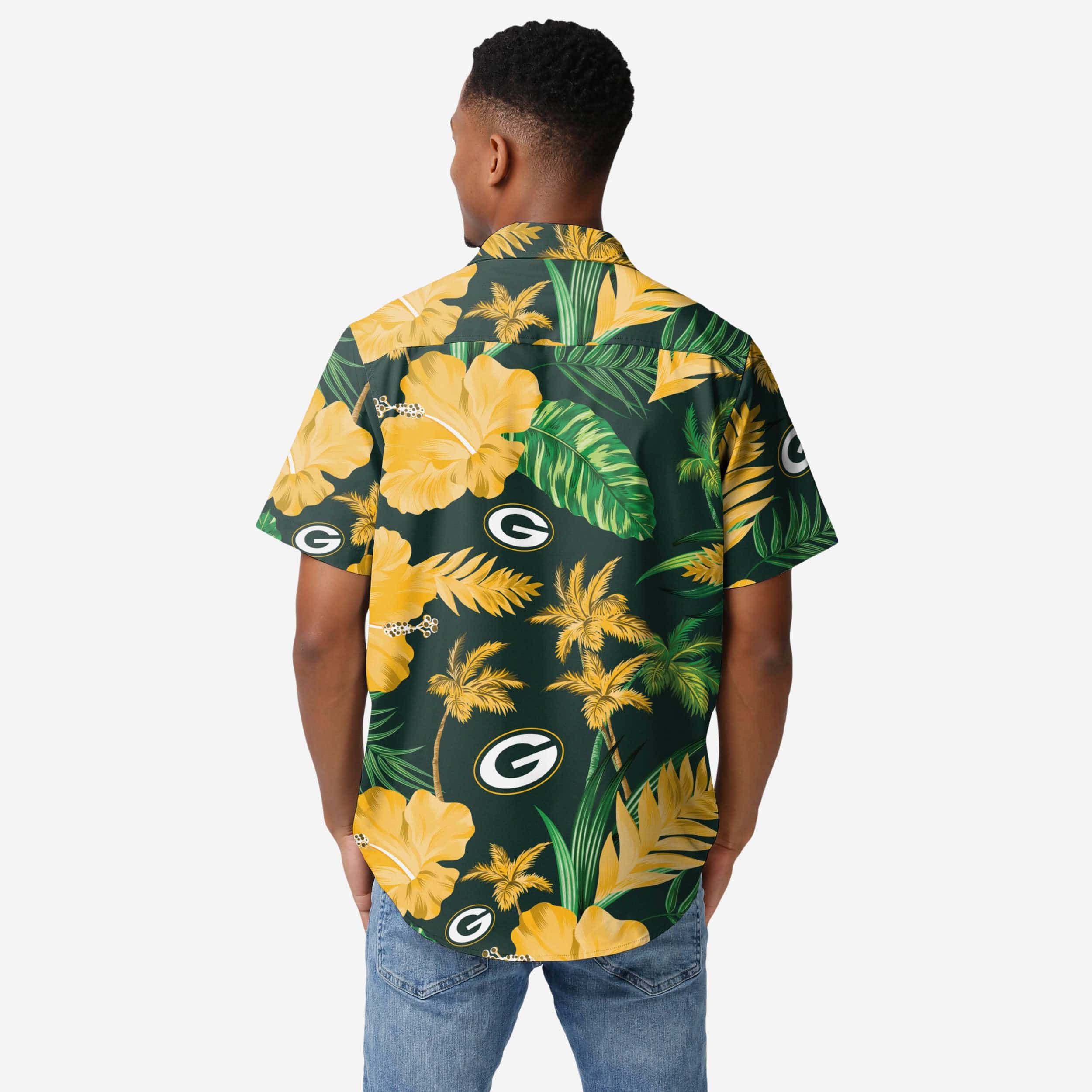 Green Bay Packers Team Color Hibiscus Button Up Shirt - Image 2
