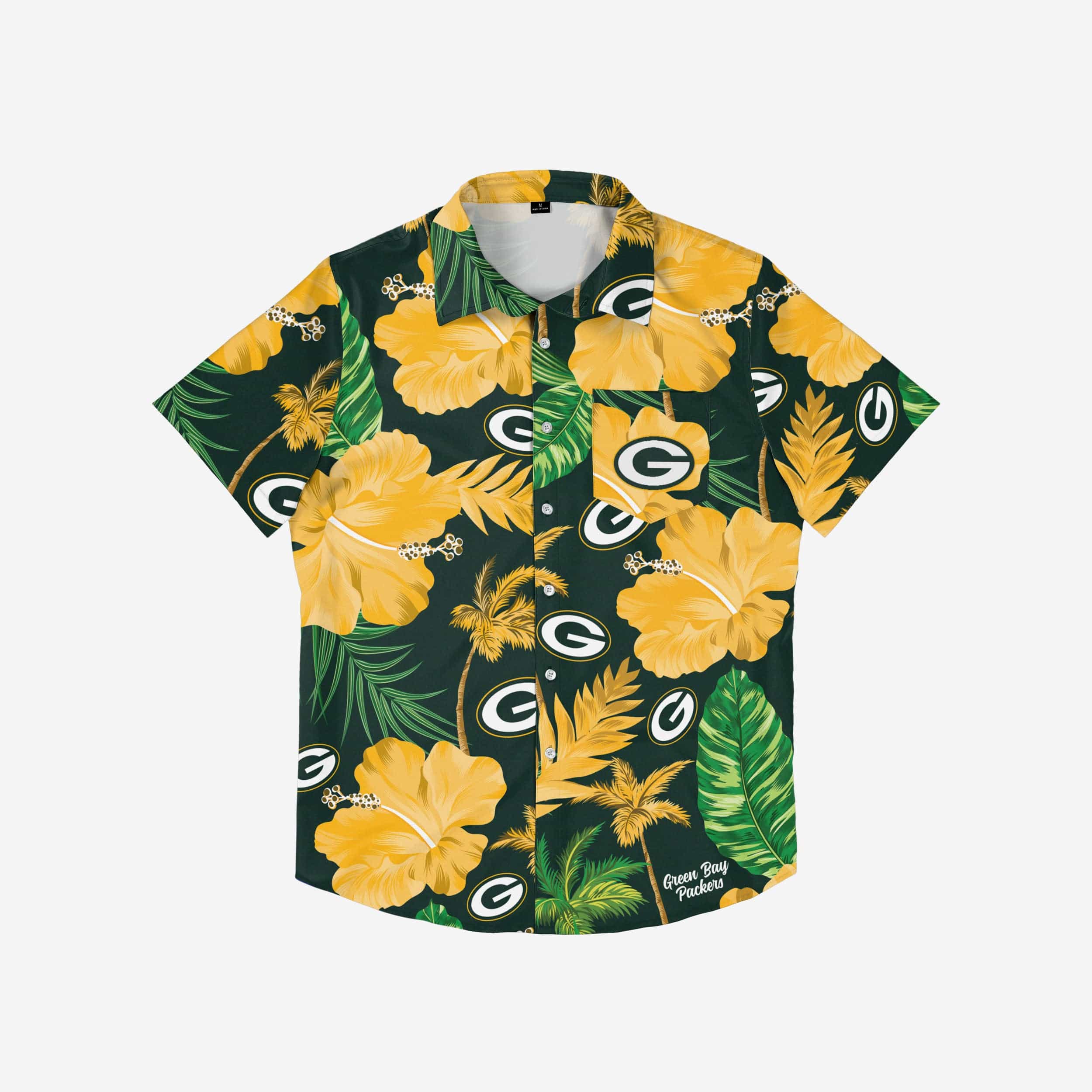 Green Bay Packers Team Color Hibiscus Button Up Shirt - Image 3