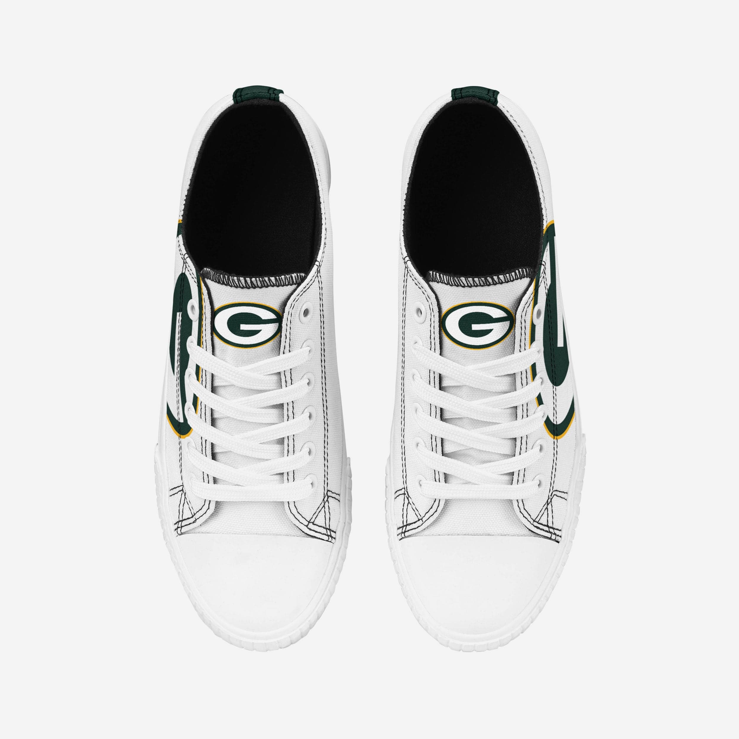 Green Bay Packers Womens Big Logo Low Top White Canvas Shoes - Image 4