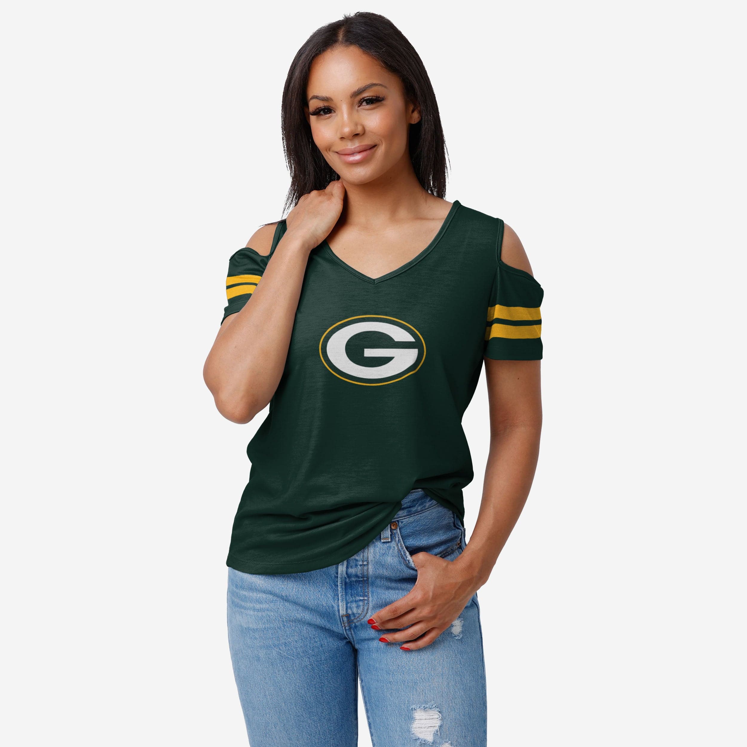 Green Bay Packers Womens Cold Shoulder T-Shirt