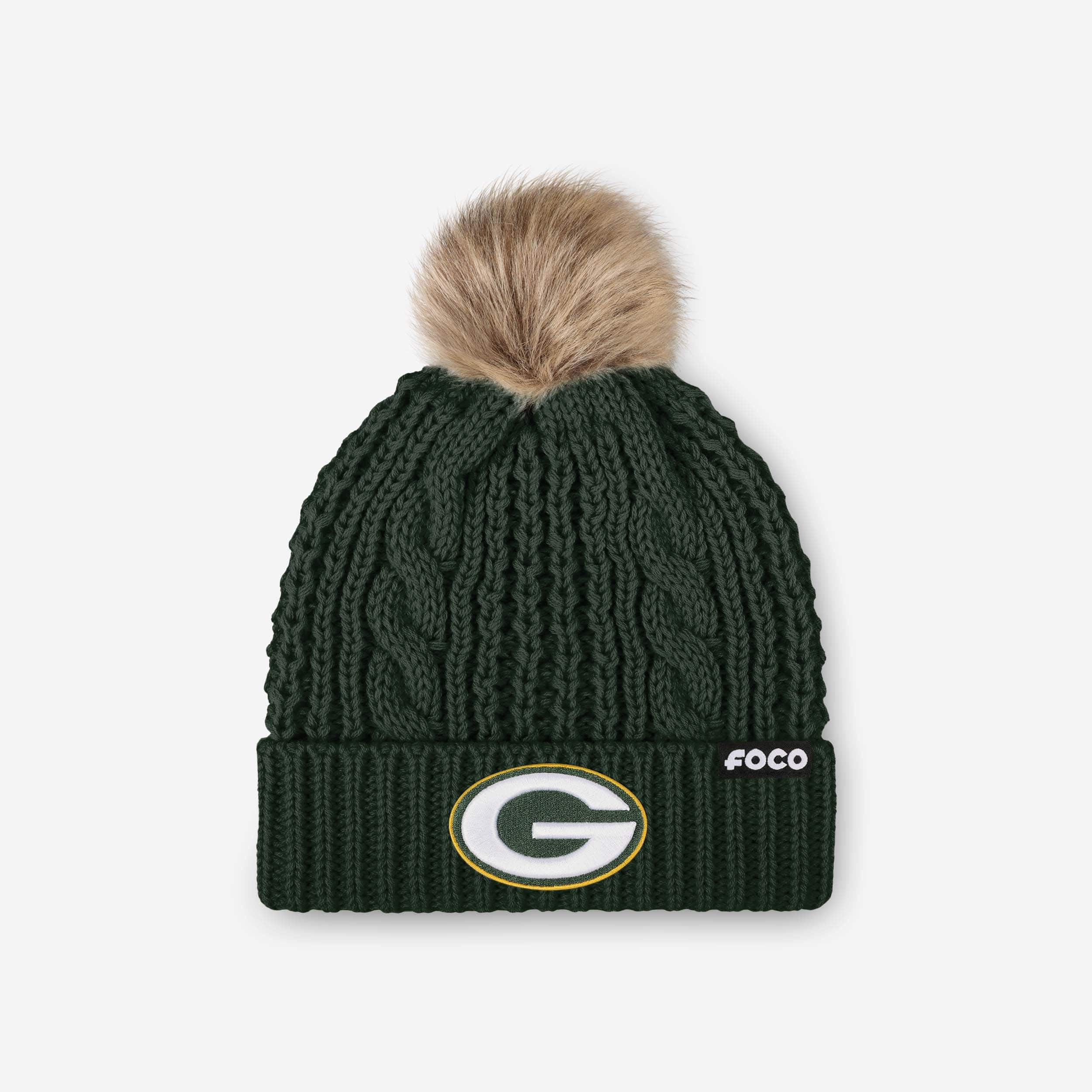 Green Bay Packers Womens Faux Fur Pom Beanie