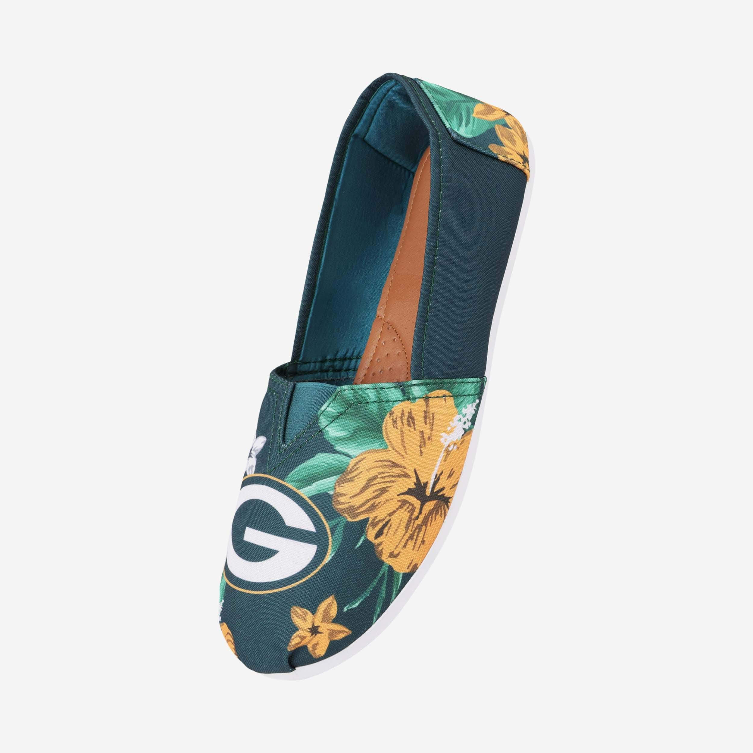 Green Bay Packers Womens Floral Canvas Shoe - Image 2