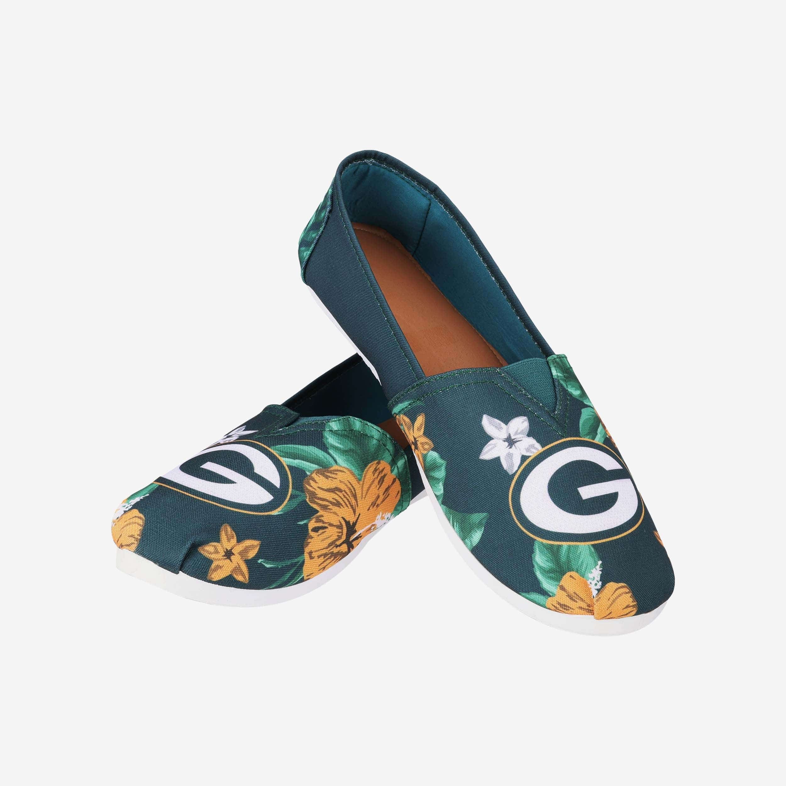 Green Bay Packers Womens Floral Canvas Shoe - Image 3