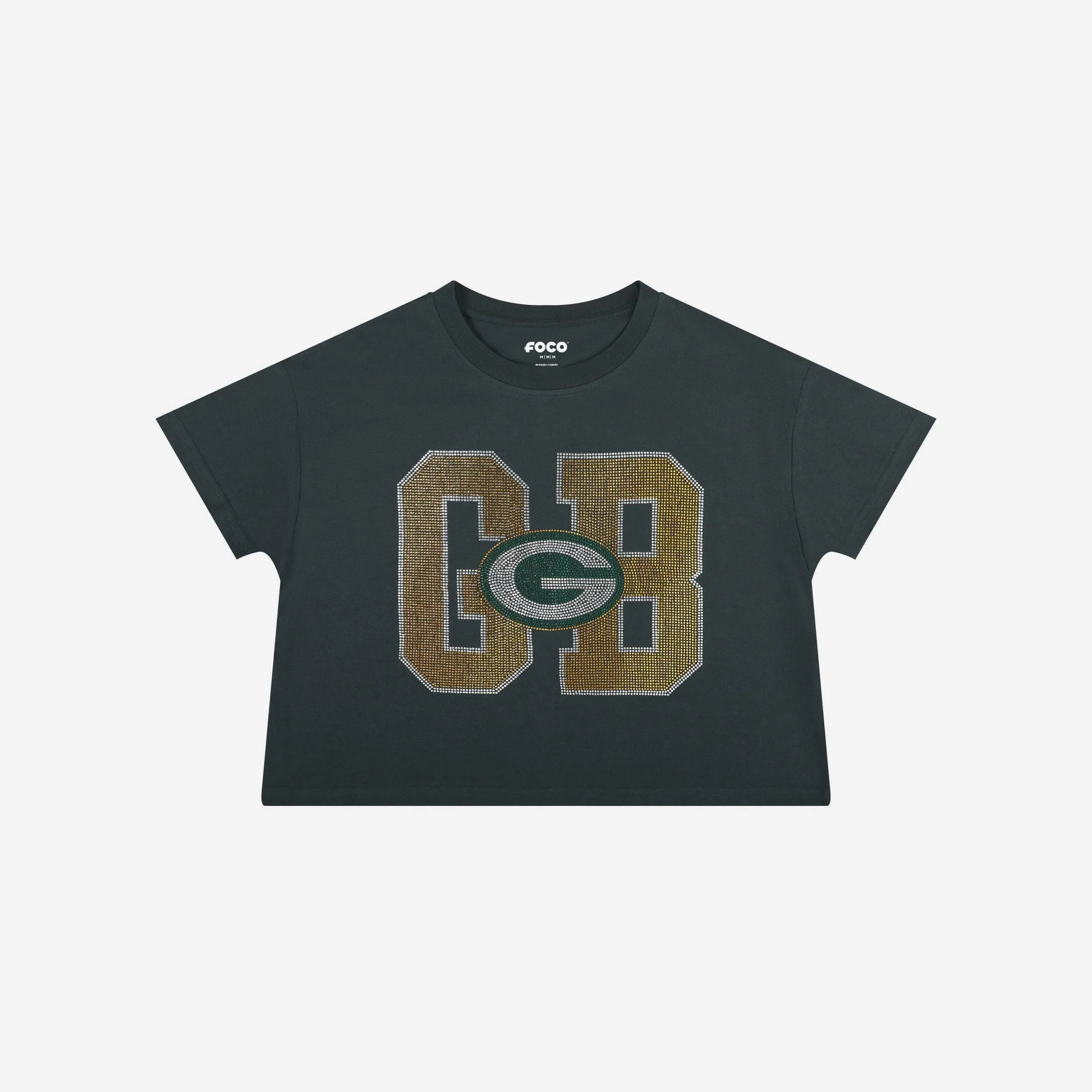 Green Bay Packers Womens Rhinestone Logo Crop Top - Image 4