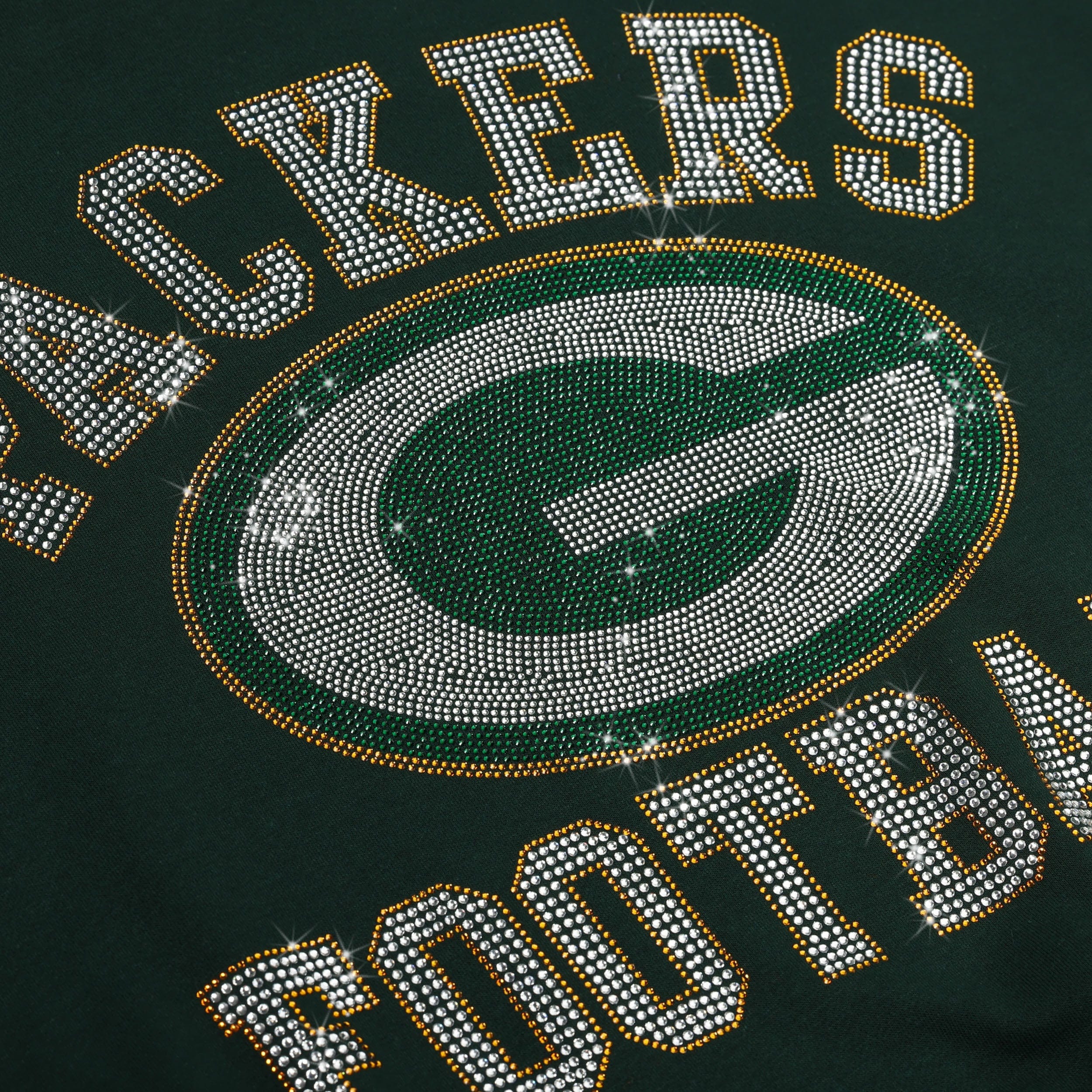 Green Bay Packers Womens Rhinestone Logo Oversized Crew Neck Sweatshirt - Image 2