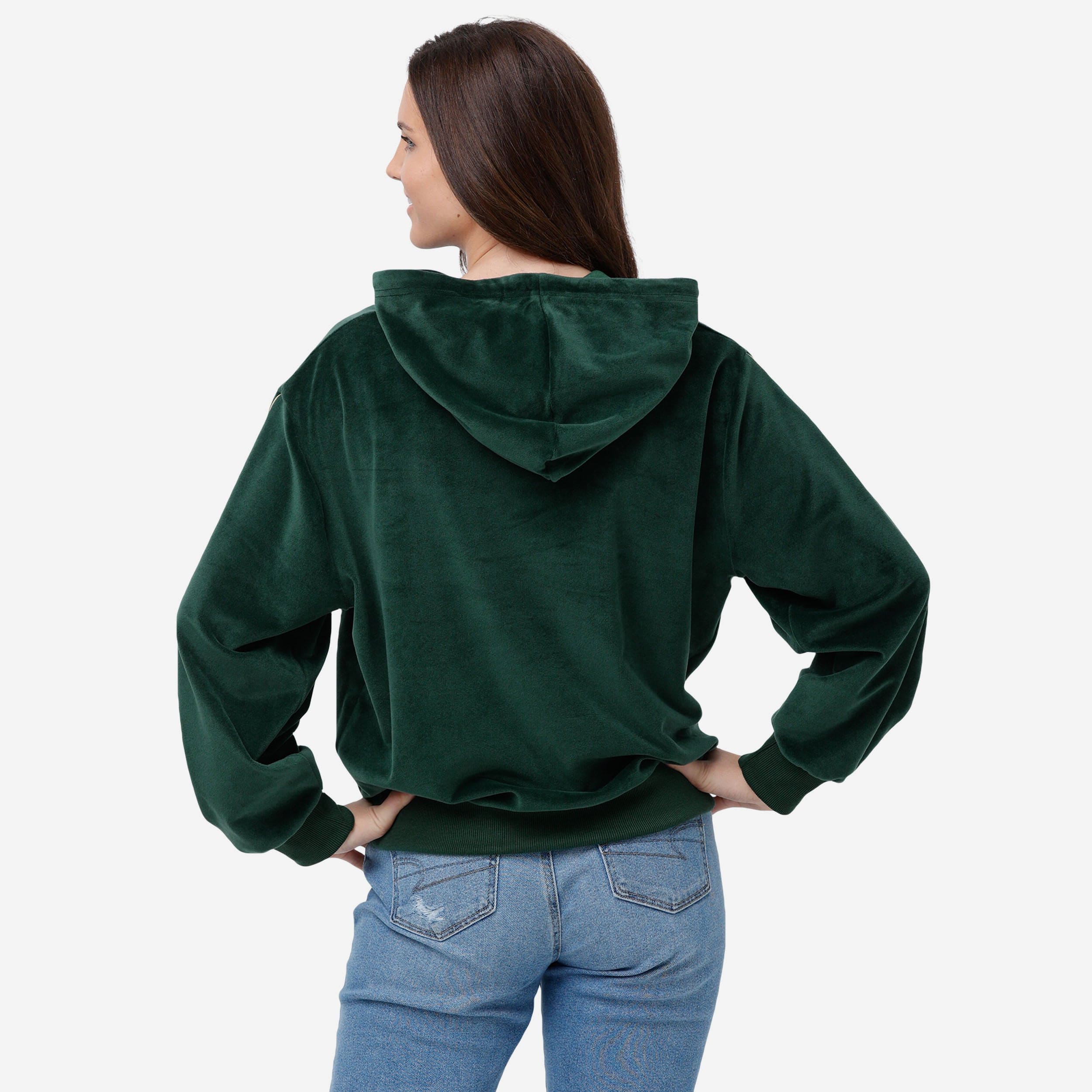 Green Bay Packers Womens Velour Hooded Sweatshirt - Image 2
