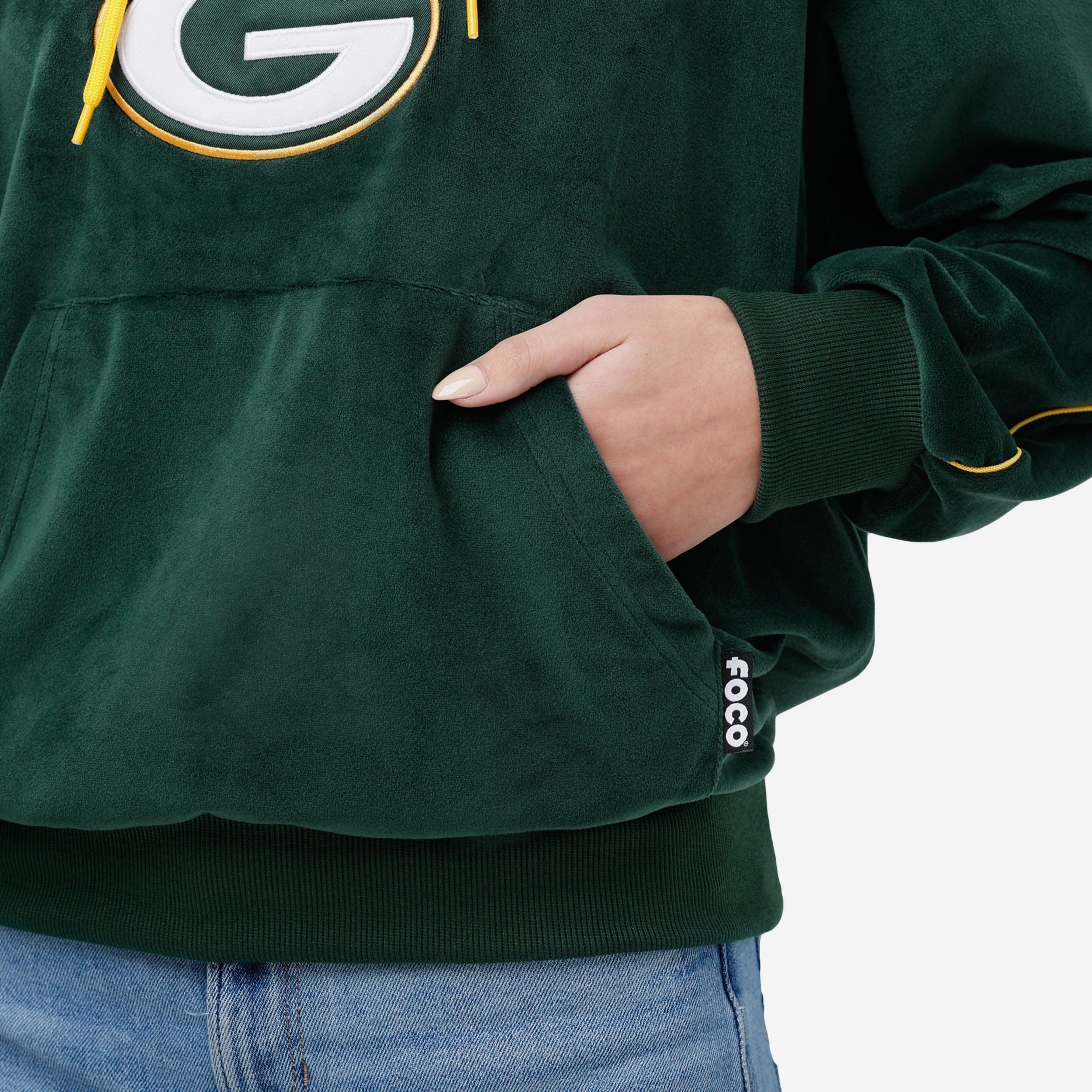 Green Bay Packers Womens Velour Hooded Sweatshirt - Image 3