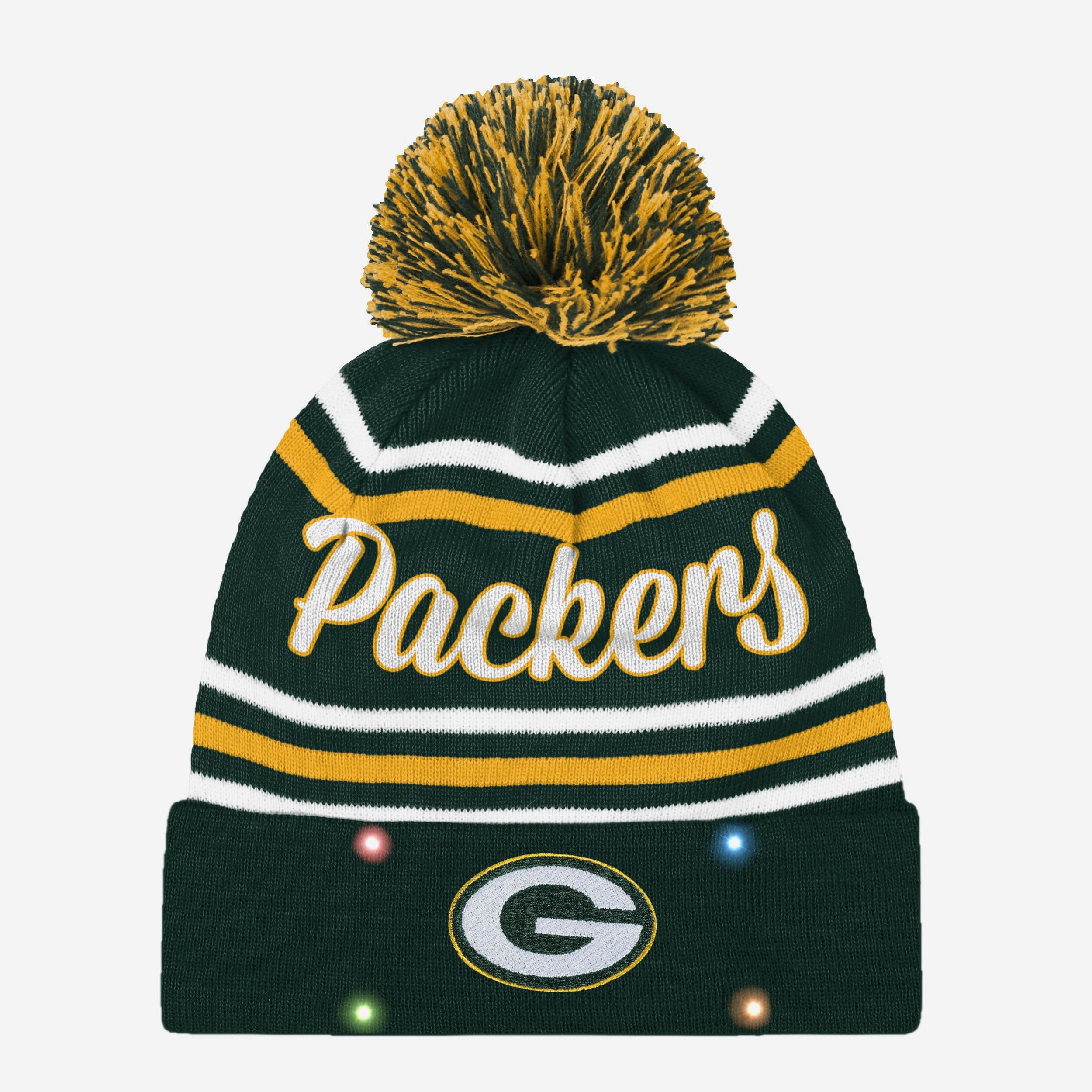 Green Bay Packers Womens Wordmark Script Light Up Beanie - Image 2