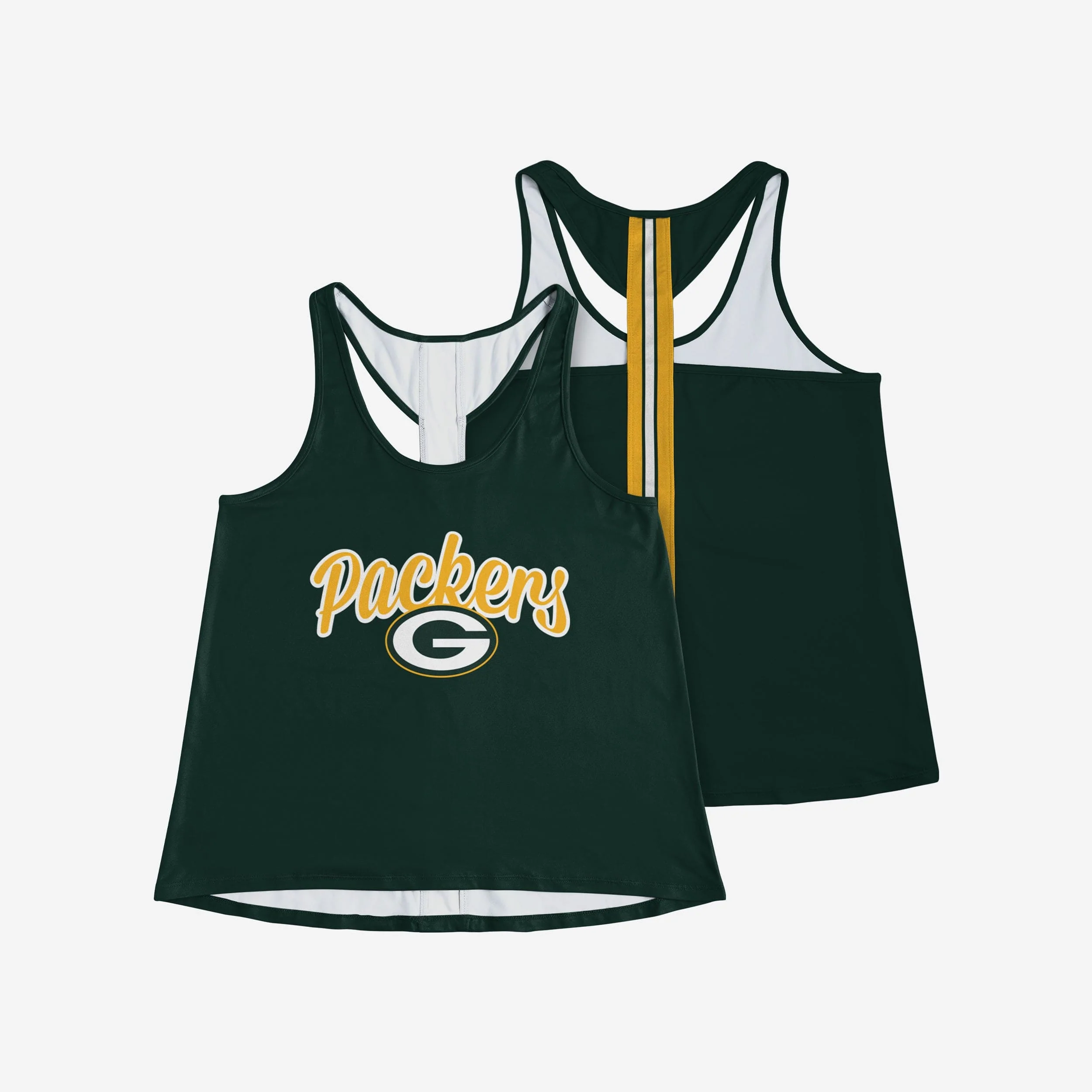 Green Bay Packers Womens Wordmark Team Stripe Sleeveless Top - Image 3