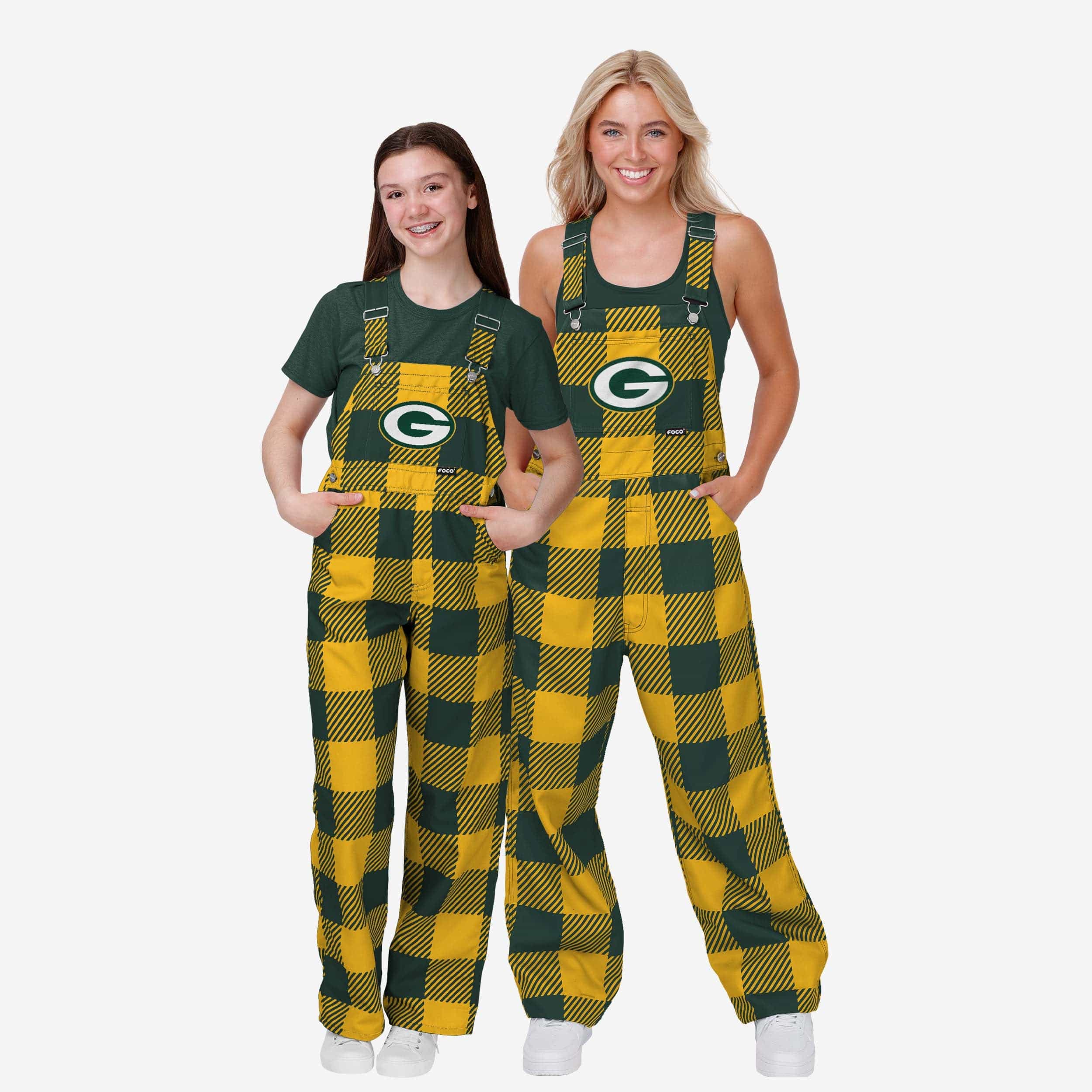 Green Bay Packers Youth Plaid Bib Overalls - Image 3