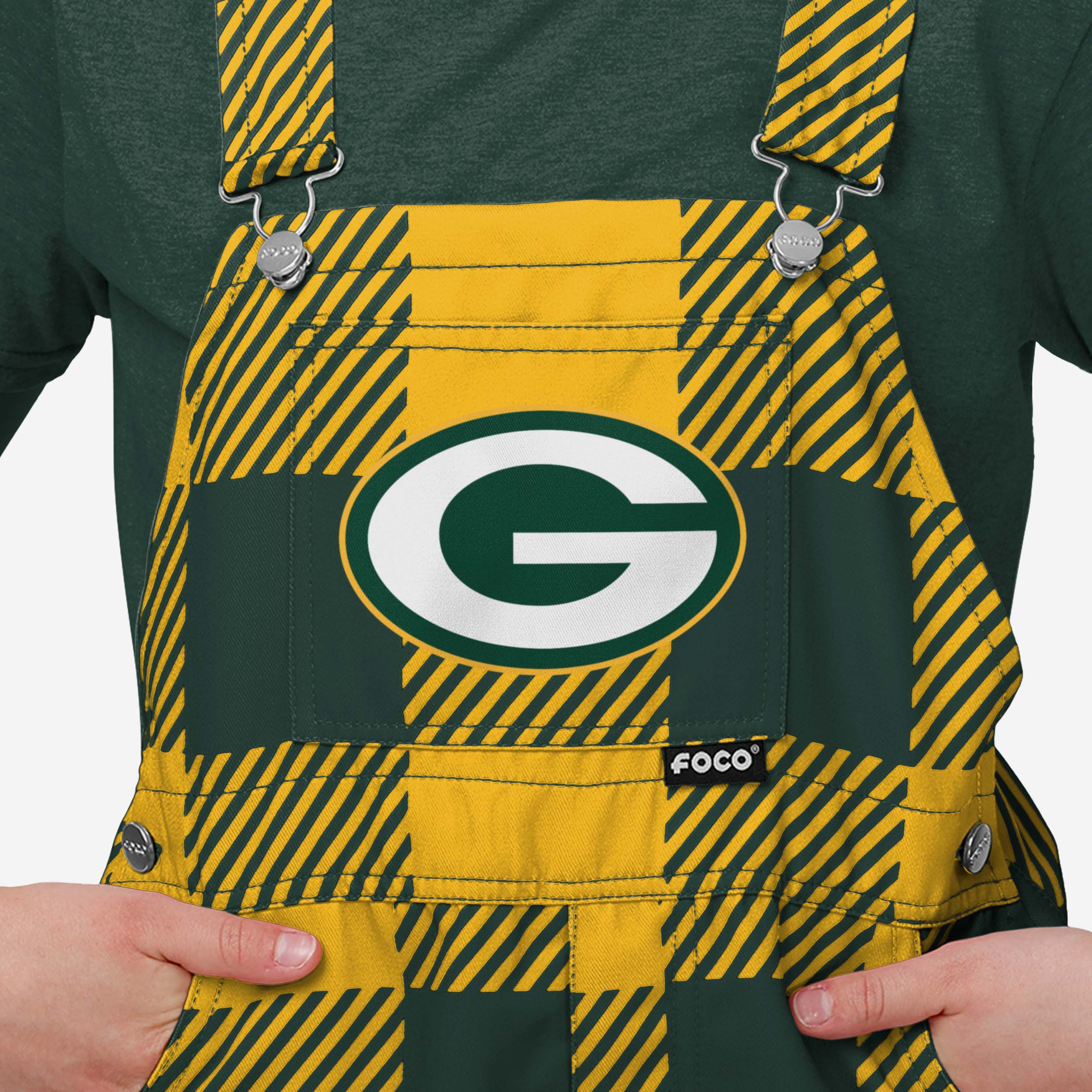 Green Bay Packers Youth Plaid Bib Overalls - Image 4