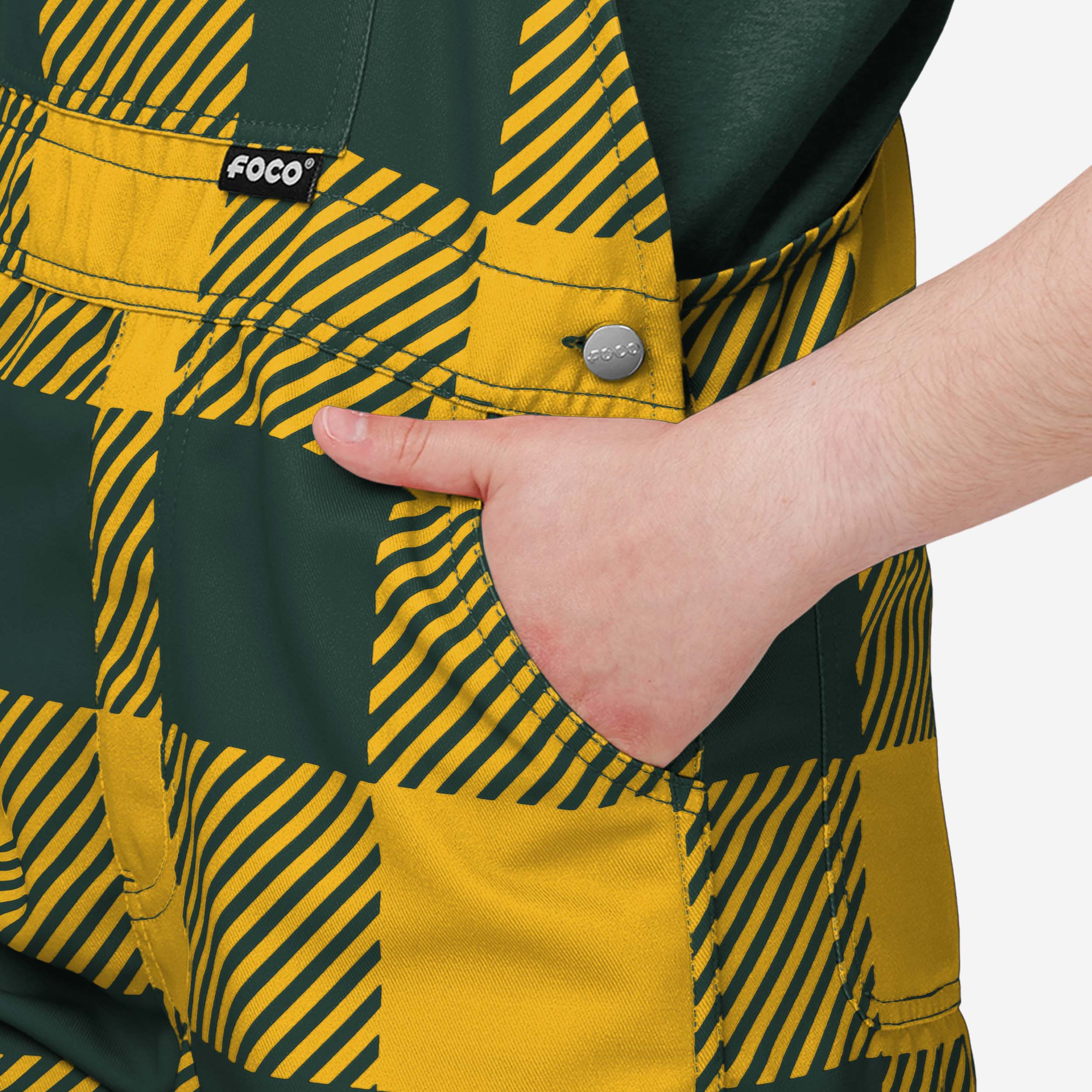 Green Bay Packers Youth Plaid Bib Overalls - Image 5