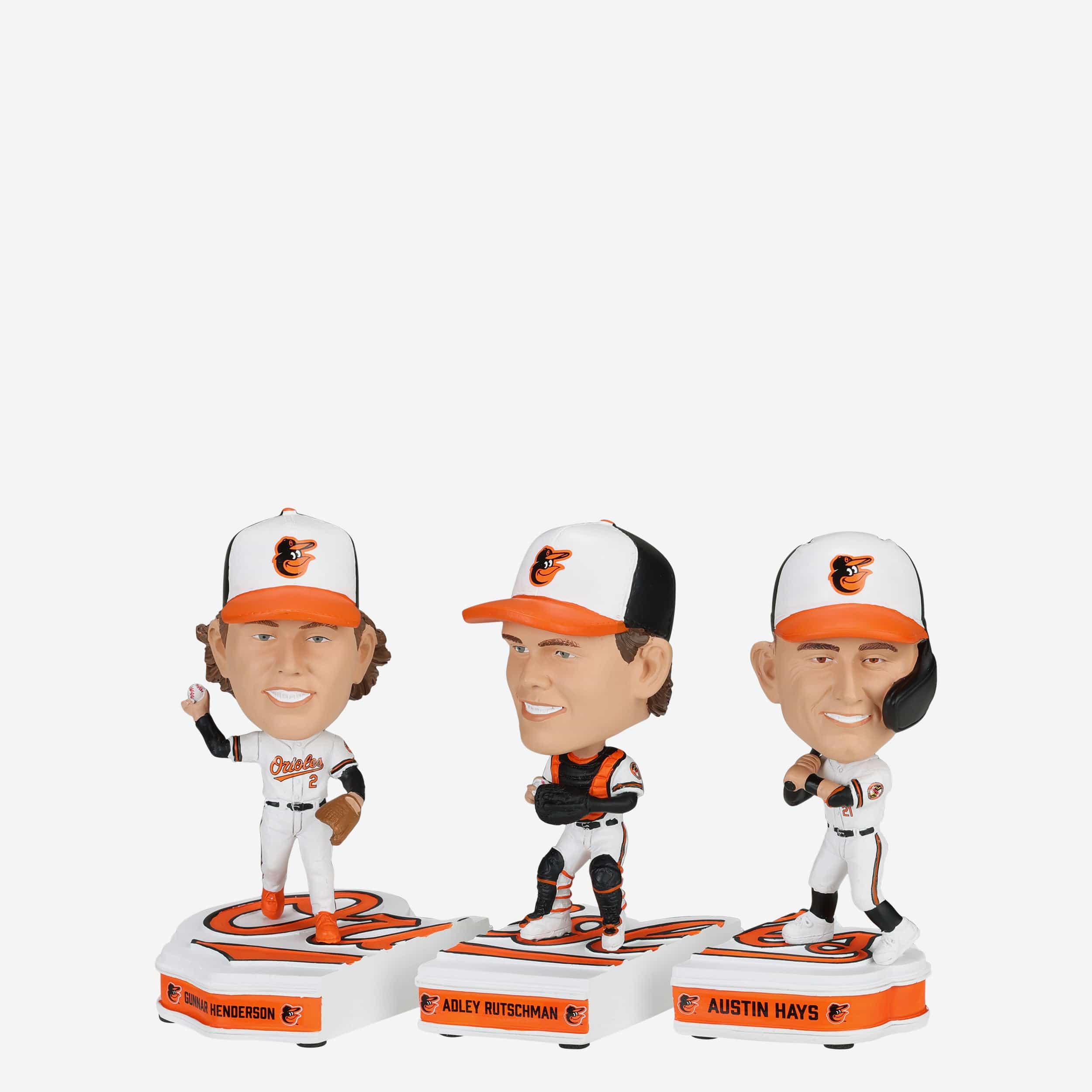 Gunnar Henderson & Adley Rutschman & Austin Hays Baltimore Orioles Connecting Base 3 Pack Mini Bighead Bobblehead Set - Image 5