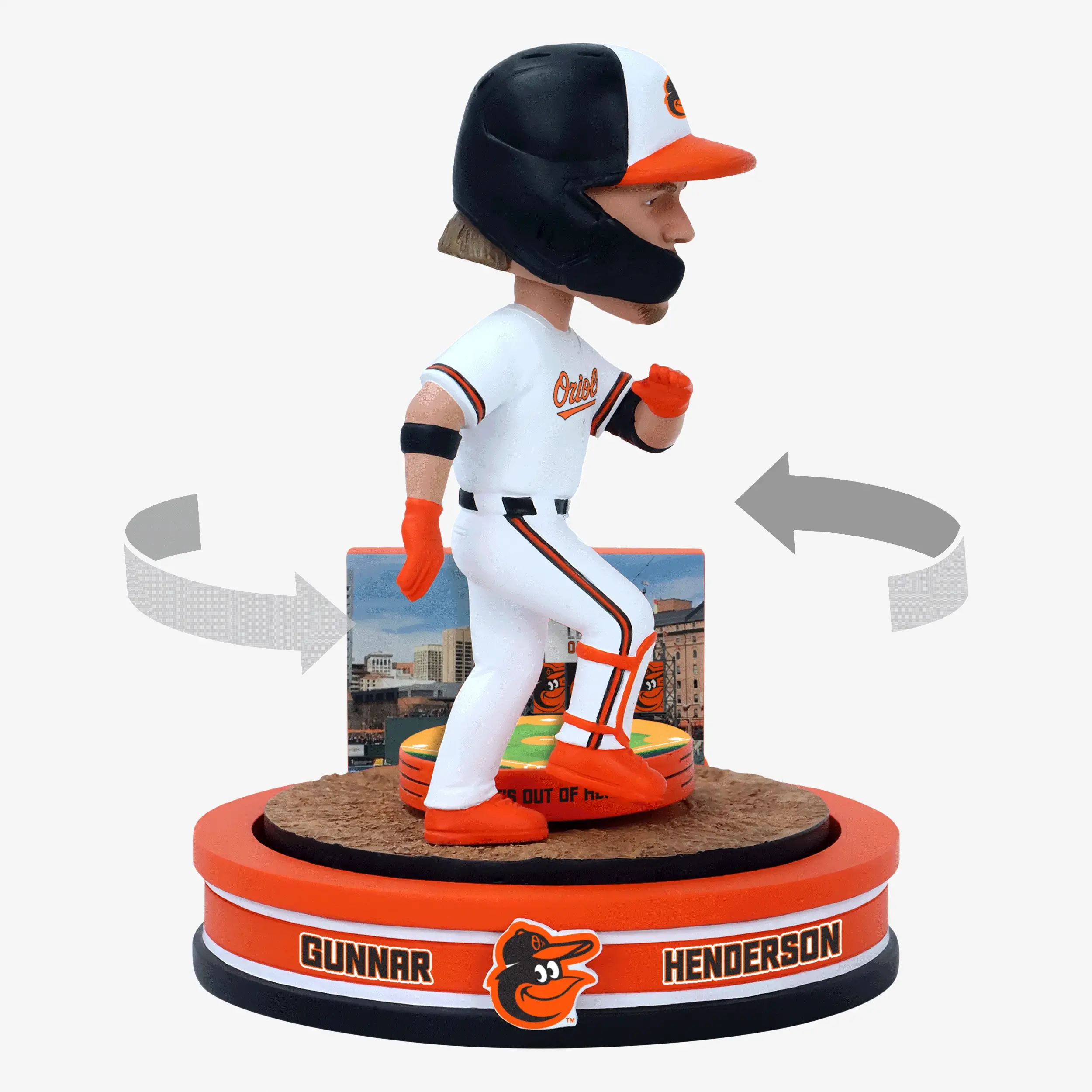 Gunnar Henderson Baltimore Orioles Home Run Spinner Mini Bobblehead Scene - Image 2