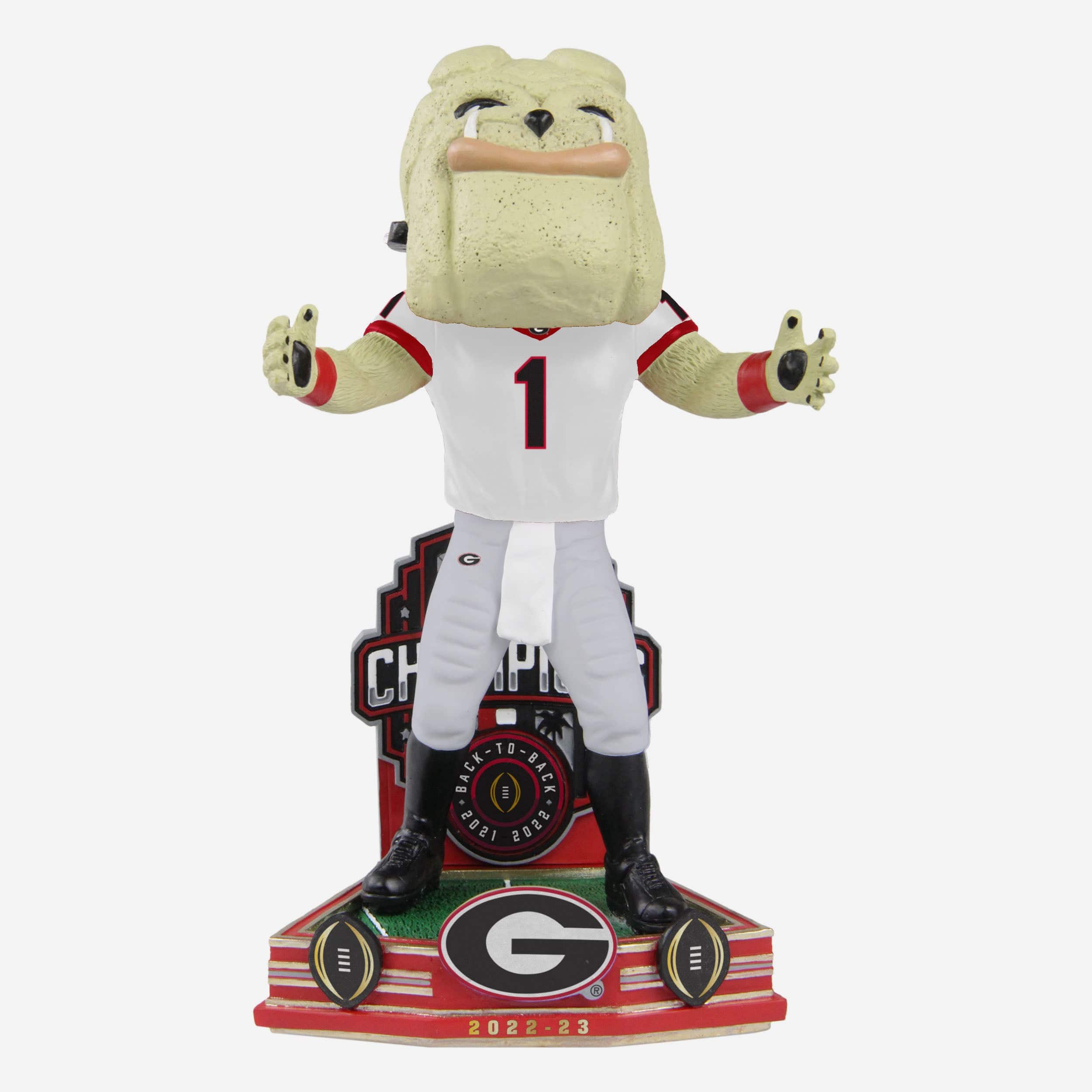 Hairy Dawg Georgia Bulldogs 2022 Football National Champions White Jersey Mascot Bobblehead
