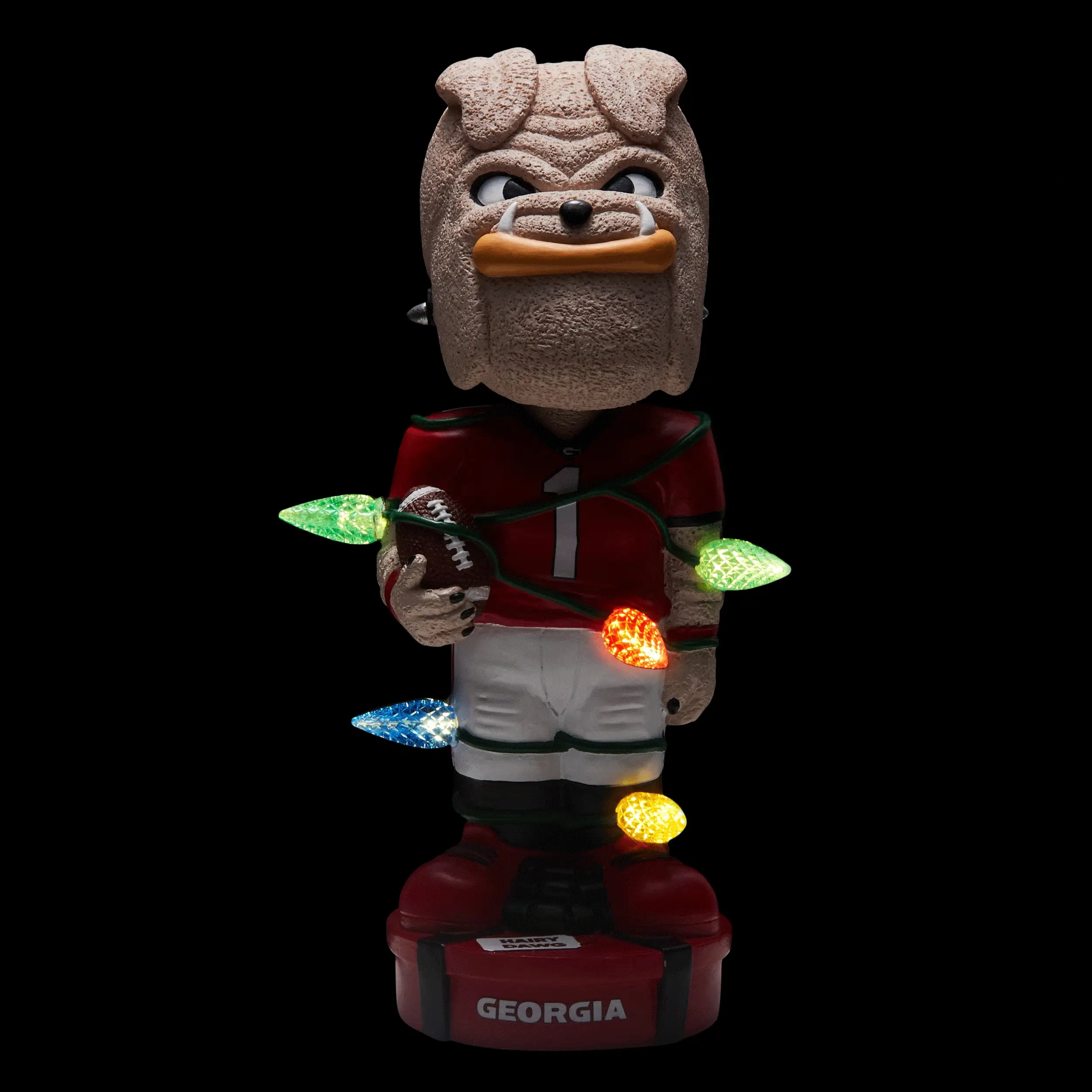 Hairy Dawg Georgia Bulldogs Holiday Lights Mascot Bobblehead - Image 2