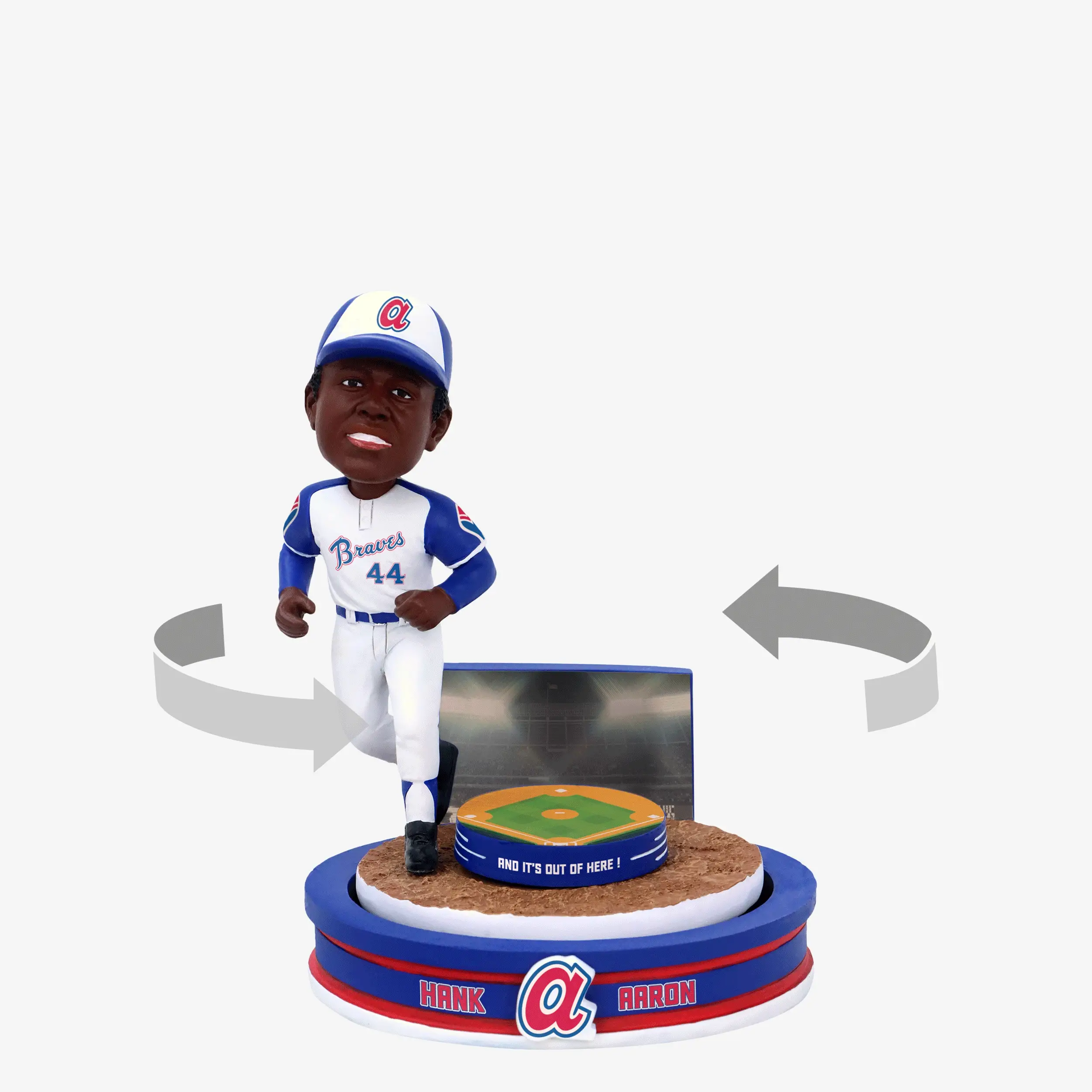 Hank Aaron Atlanta Braves Home Run Spinner Mini Bobblehead Scene - Image 2